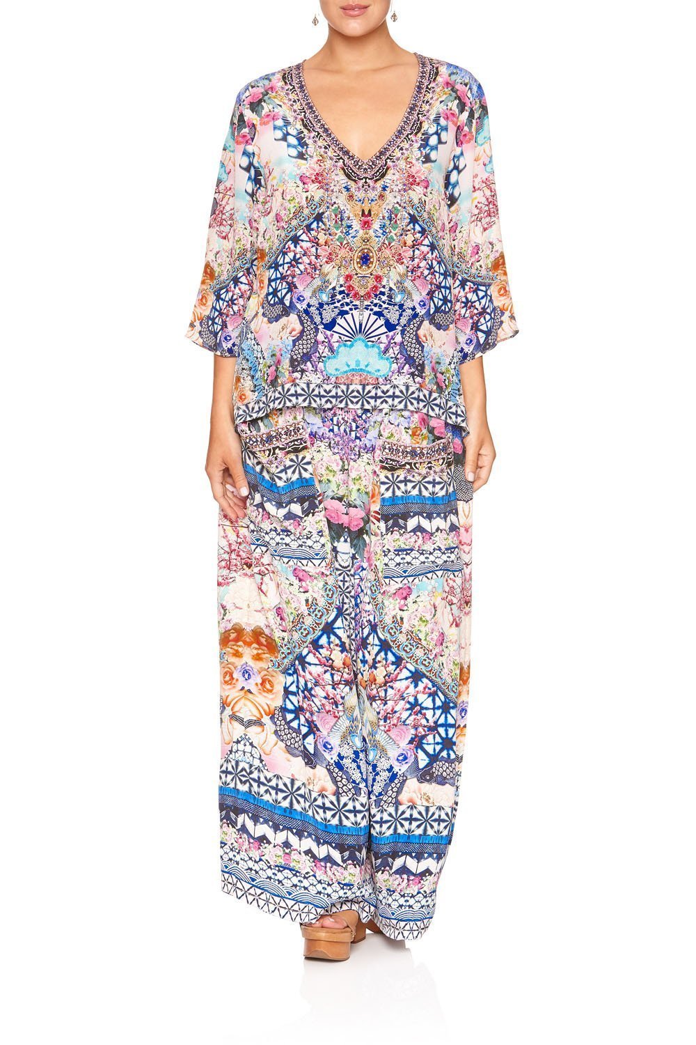 V-NECK OVERSIZED BLOUSE SHIBORI SHORES