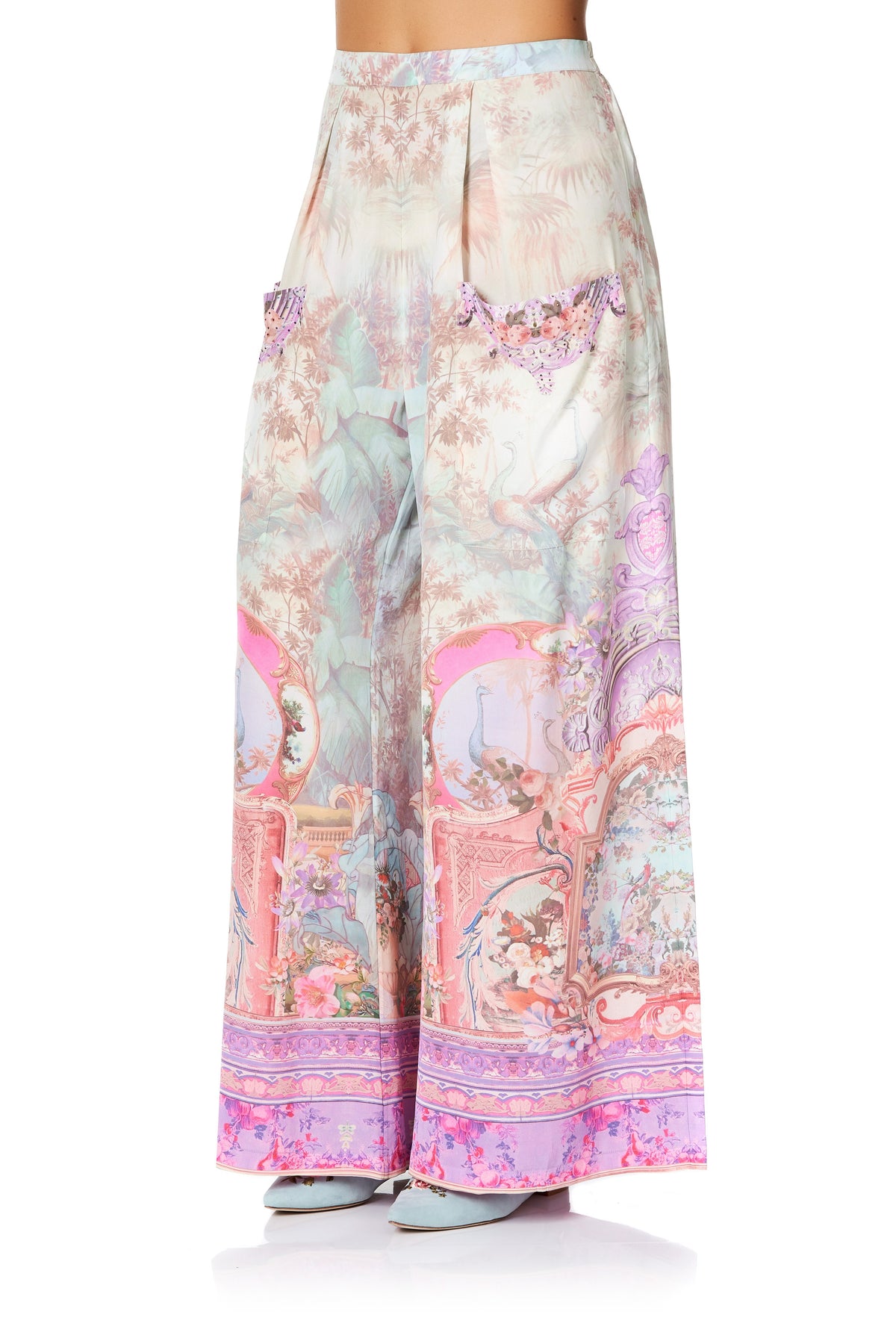 CAMILLA WIDE LEG TROUSER WITH FRONT POCKETS ELECTRON LIBRE