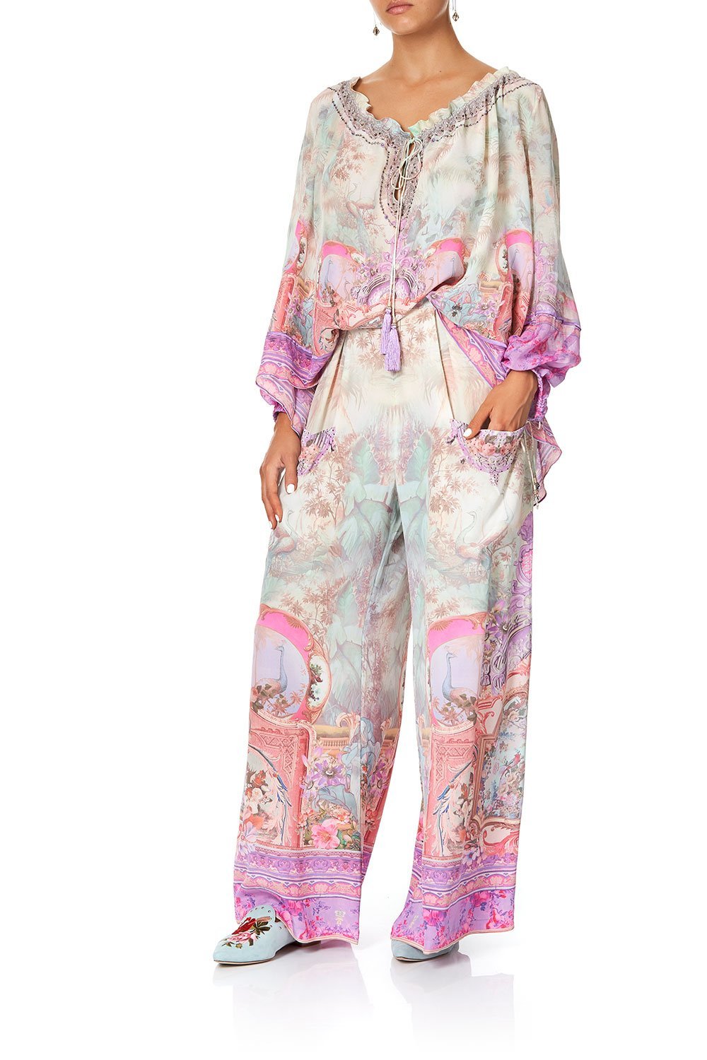 CAMILLA WIDE LEG TROUSER WITH FRONT POCKETS ELECTRON LIBRE