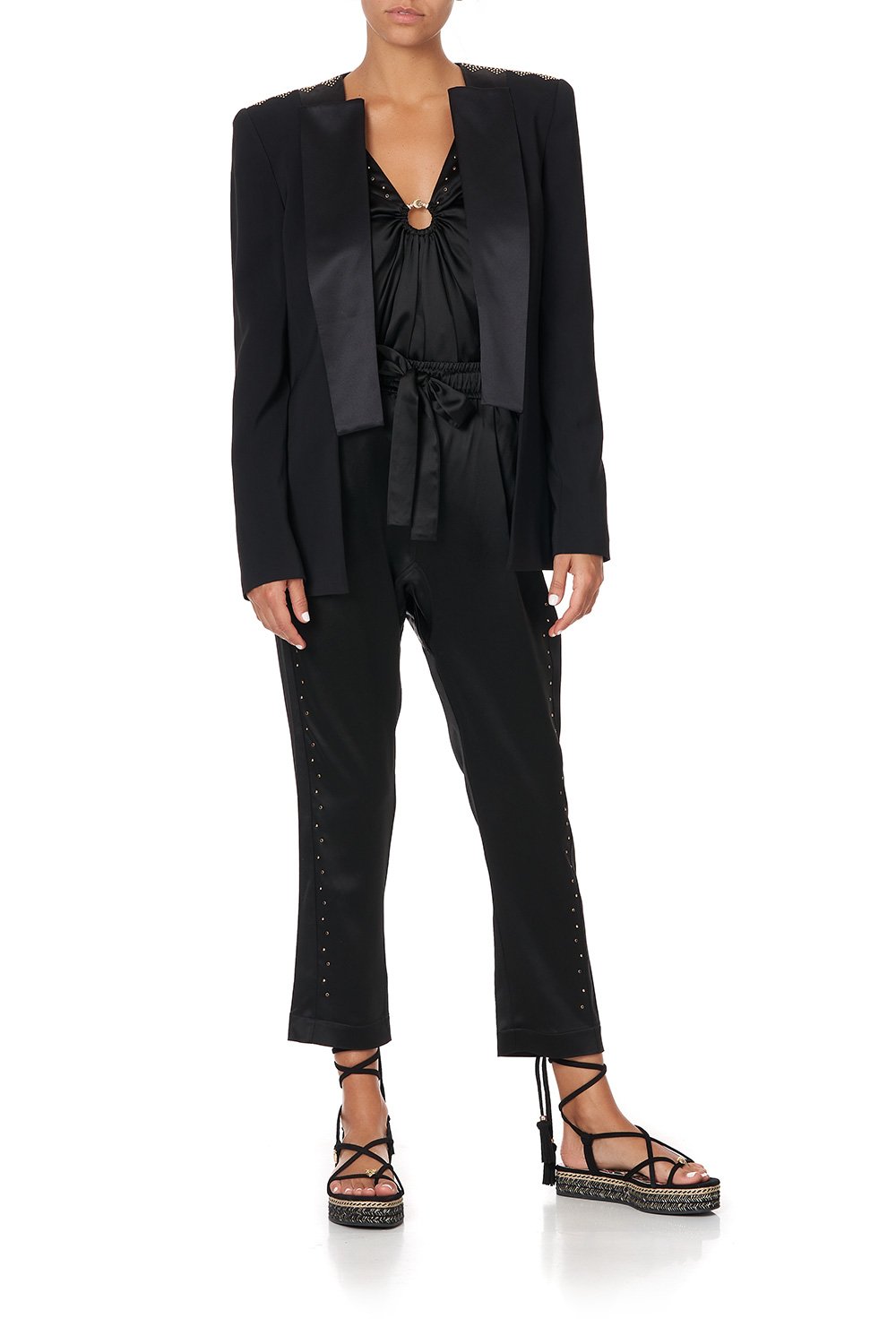 CONTRAST COLLAR SUIT JACKET - FLOW STUDIO 54