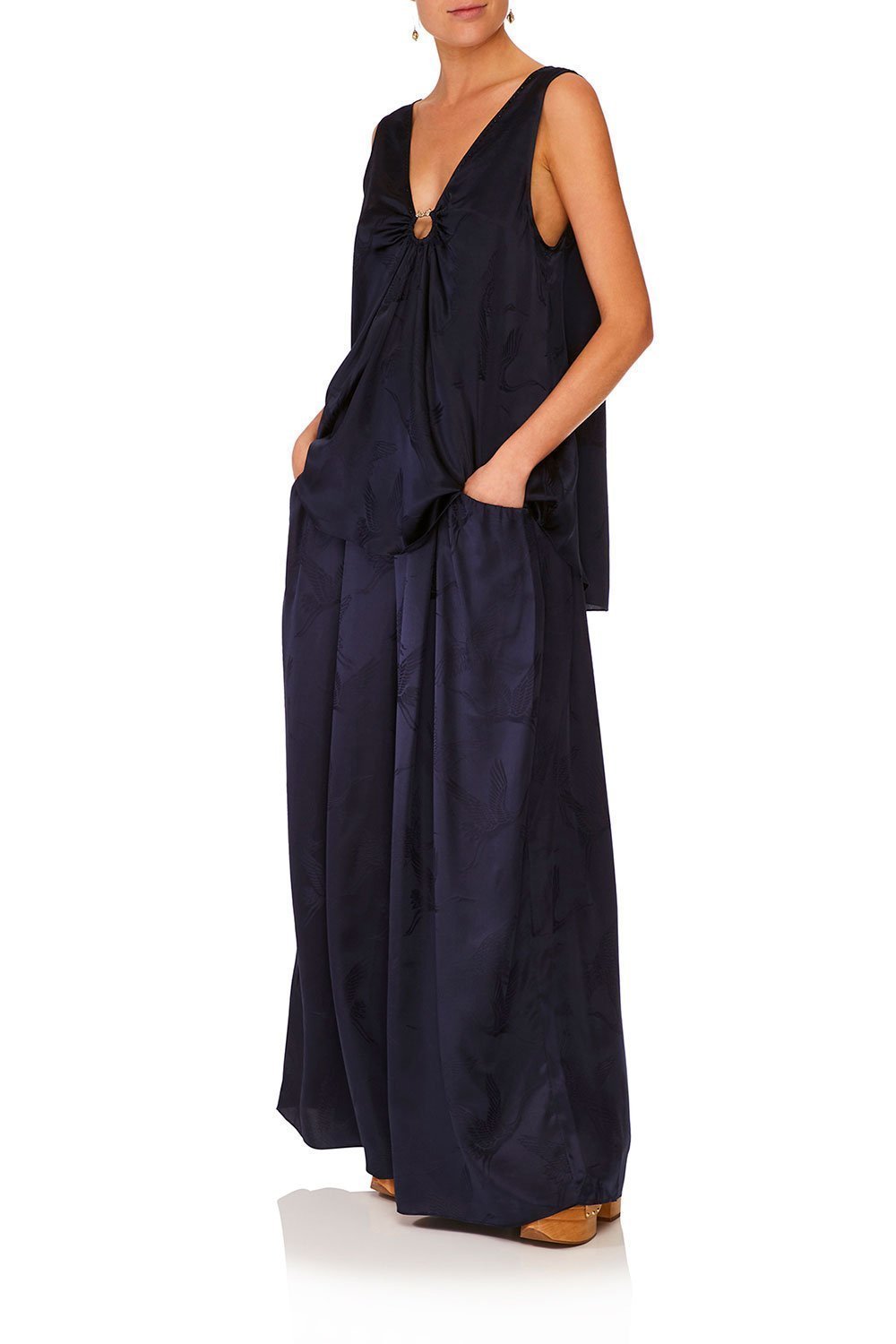 WIDE STRAP U-RING TOP SOLID NAVY