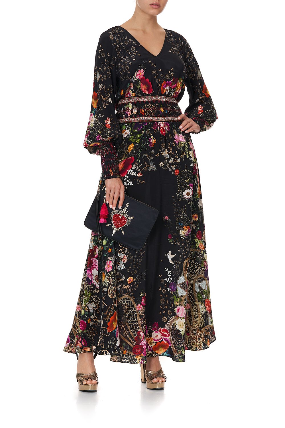 ZIP TOP CLUTCH WITH WRISTLET MIRROR MIRROR