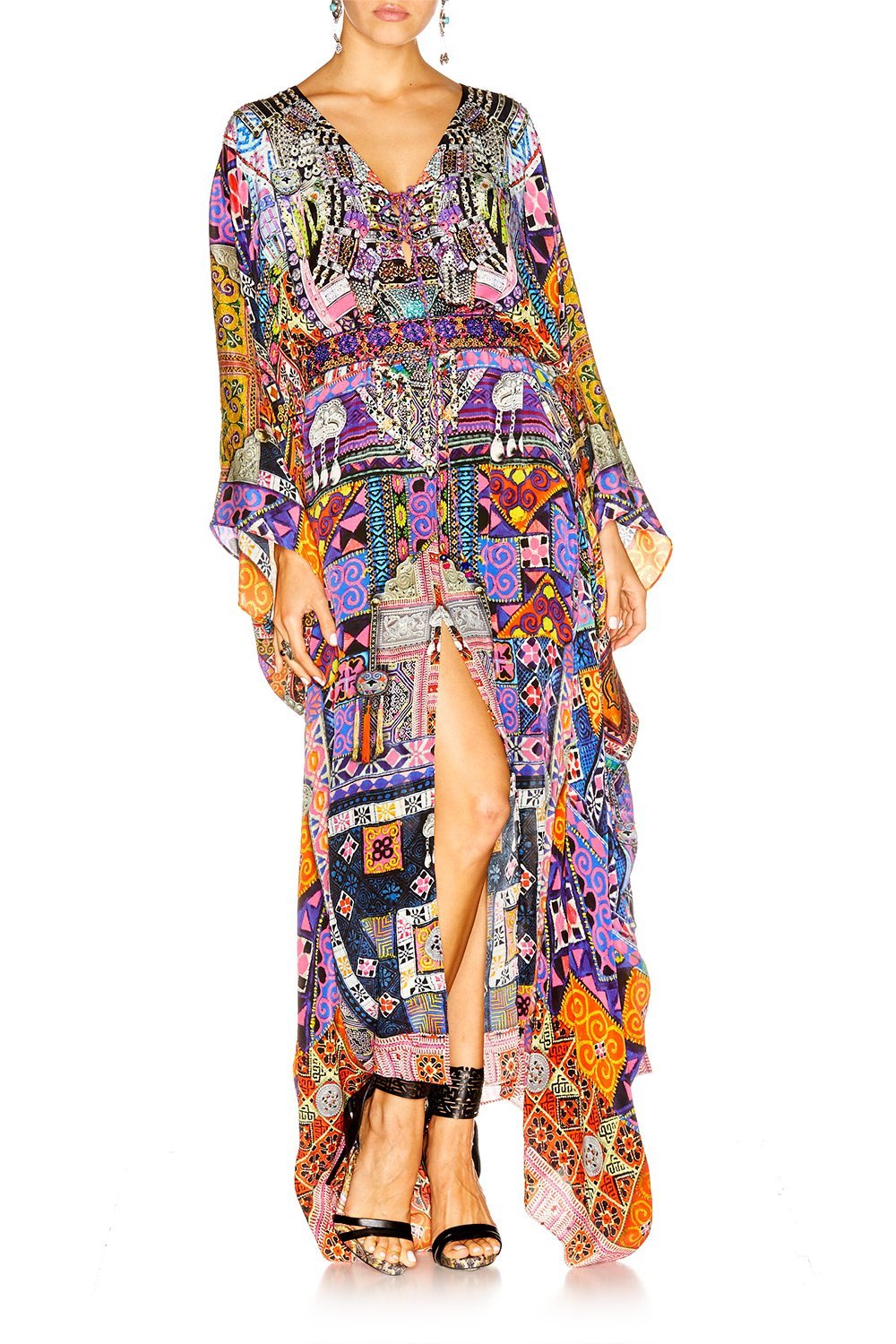 PATCH ME UP SPLIT HEM LACE UP KAFTAN