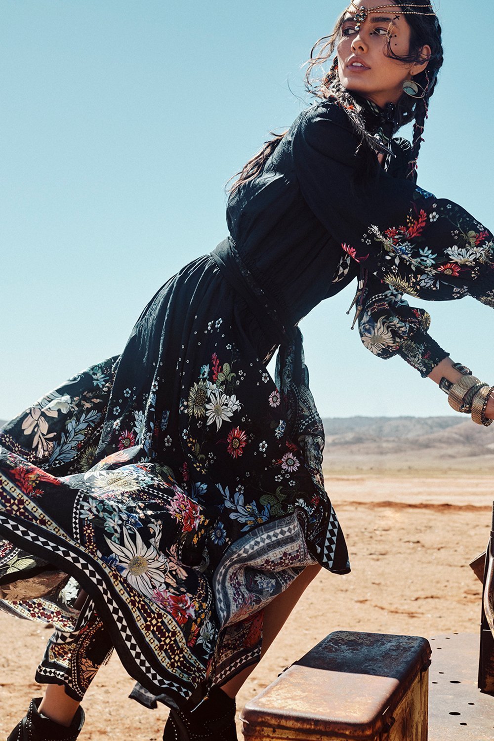 LACE UP DRESS WITH BLOUSON SLEEVE MS MATILDA