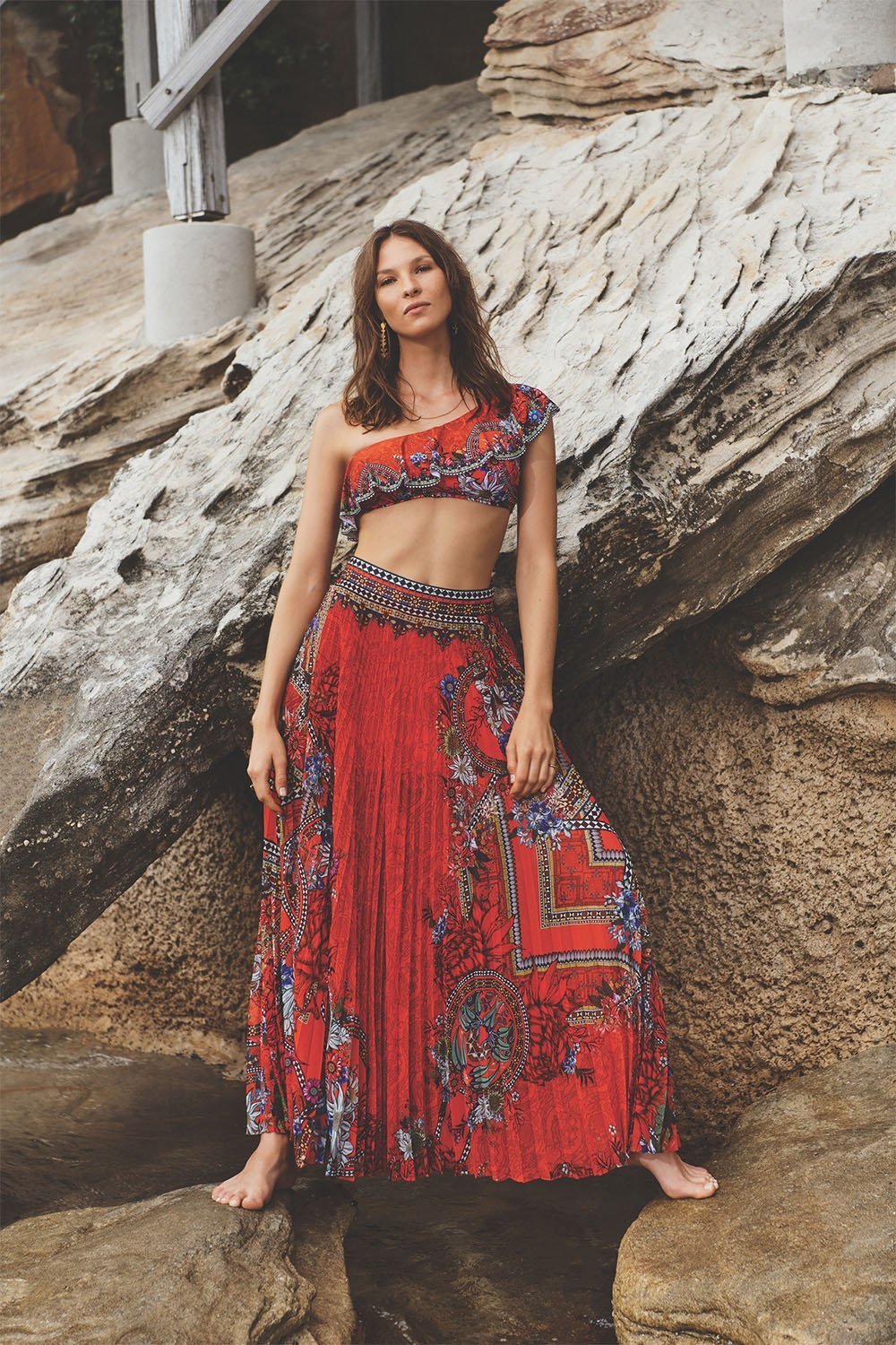 PLEATED FULL HEM SKIRT WONDERING WARATAH