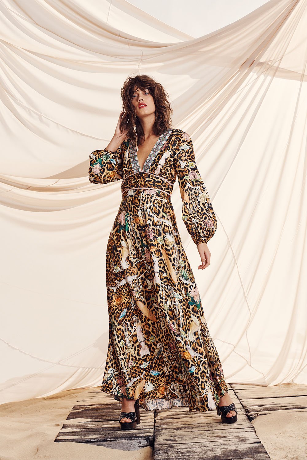 PRINTED LANTERN SLEEVE DRESS FEUNA ELECTRO