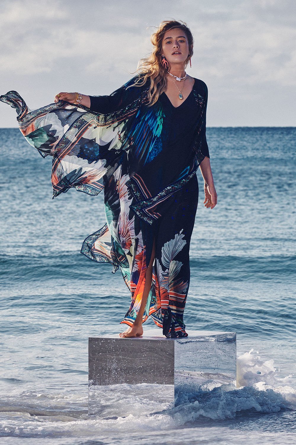 KAFTAN WITH DOUBLE SLEEVE NIGHT FLIGHT