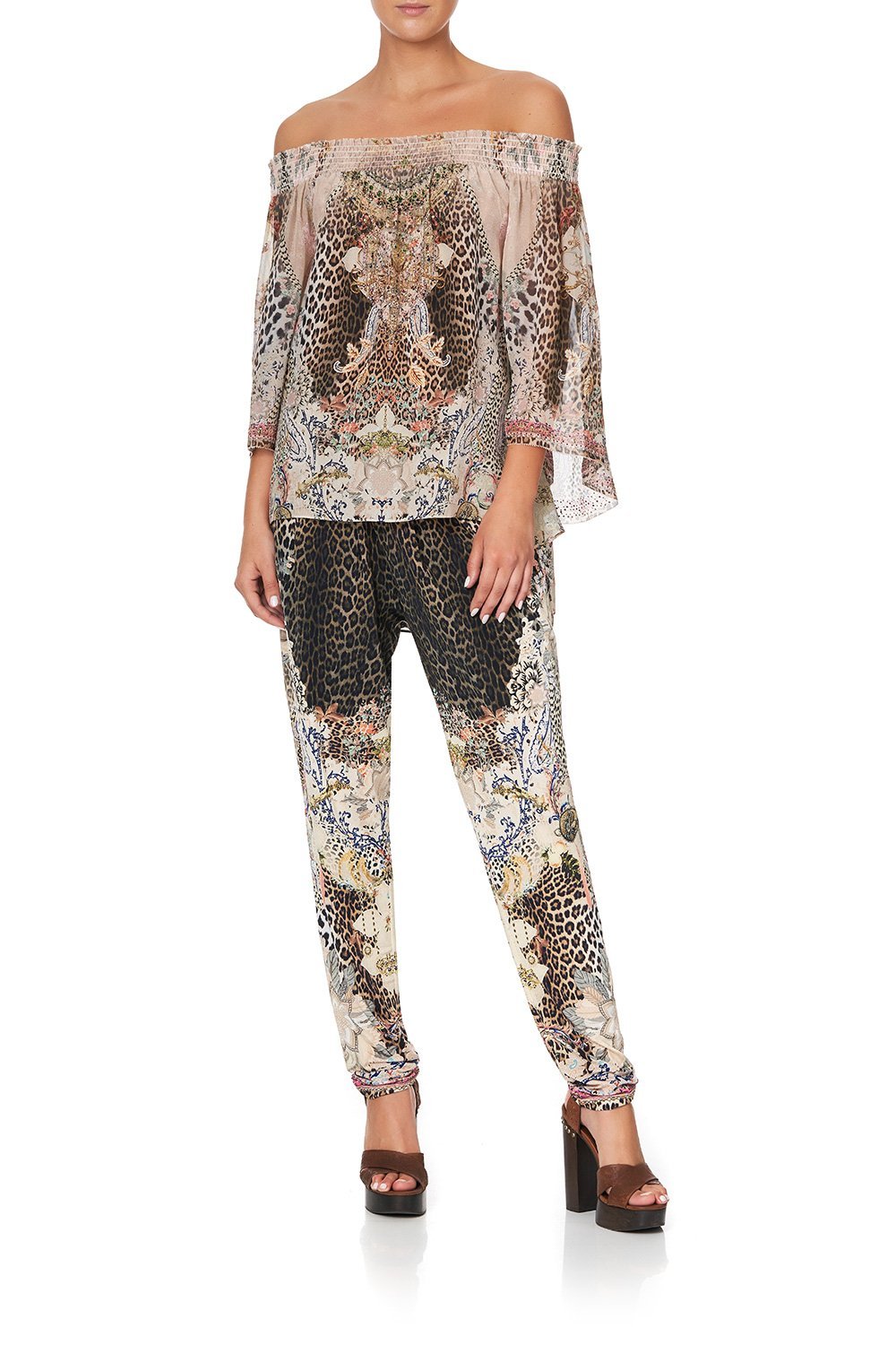 OFF SHOULDER SHIRRED BLOUSE FOREVER FOREVER