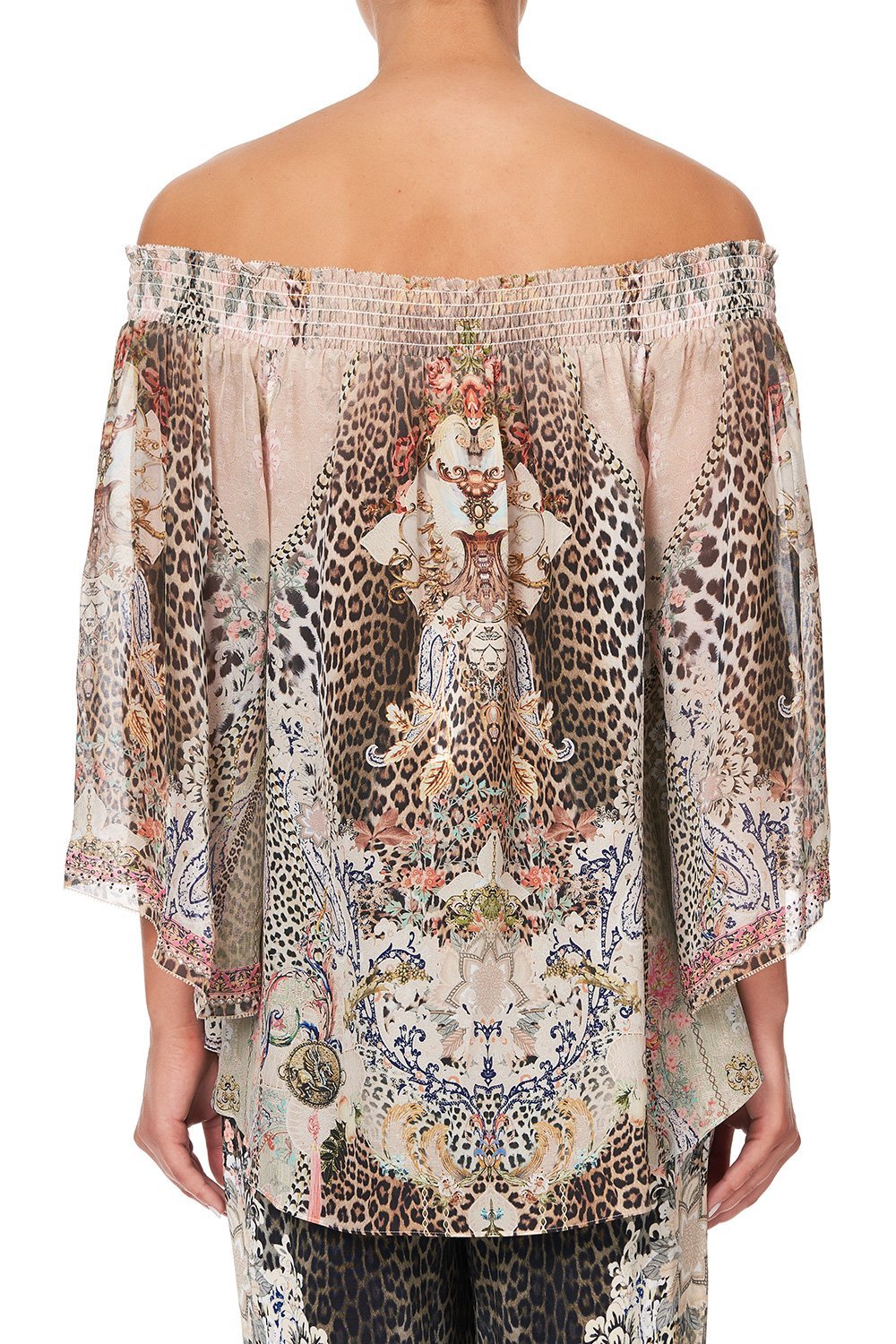 OFF SHOULDER SHIRRED BLOUSE FOREVER FOREVER