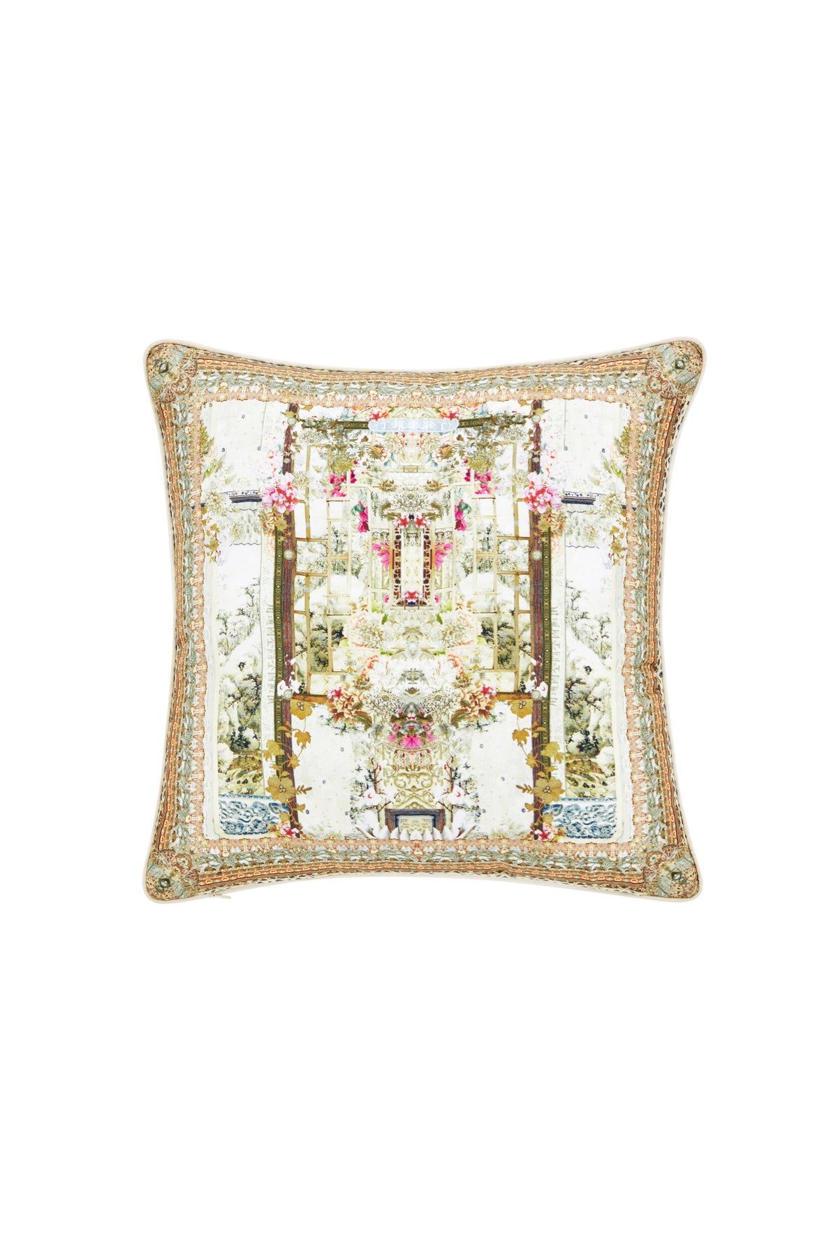 GIRL IN THE GARDEN SMALL SQUARE CUSHION