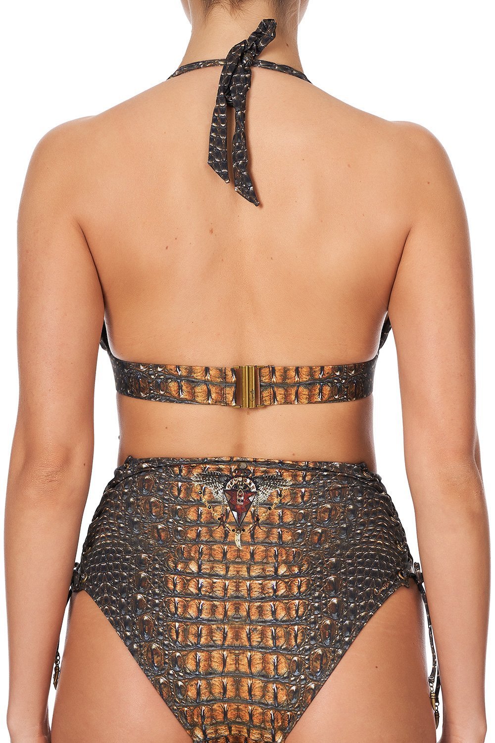 HALTER BRA WITH EYELETS CROCODILE ROCK