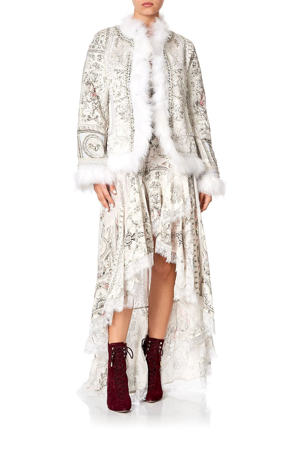 PUFFER JACKET WITH TRIM CRYSTAL CASTLE