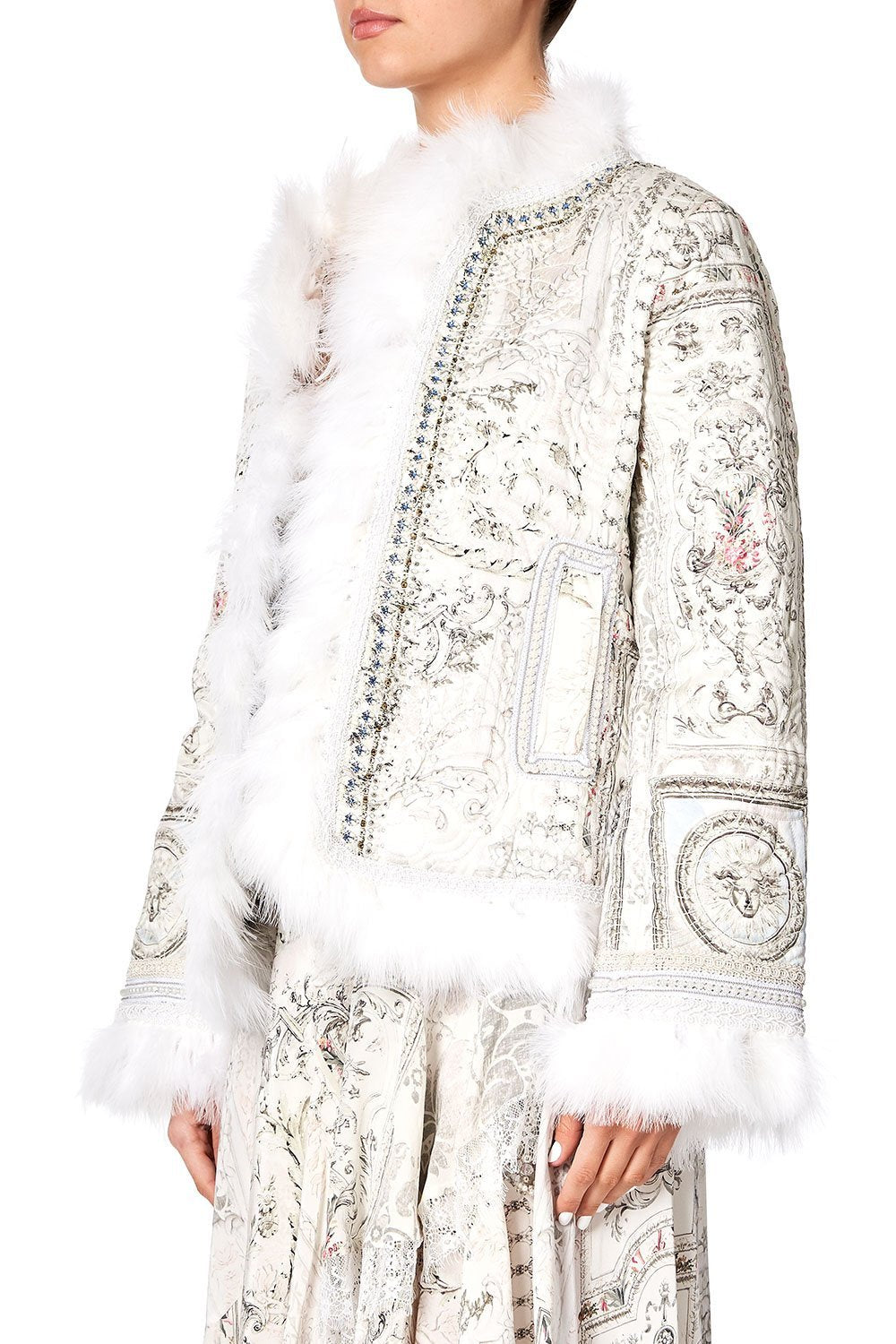 PUFFER JACKET WITH TRIM CRYSTAL CASTLE