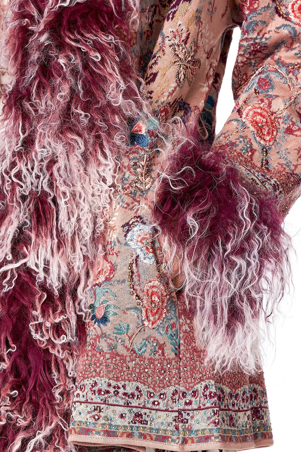 KNIT JACQUARD COAT WITH FUR ALL MY AVIGNON