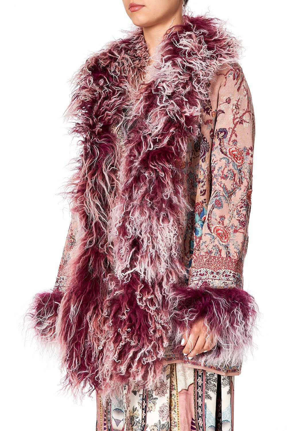 KNIT JACQUARD COAT WITH FUR ALL MY AVIGNON