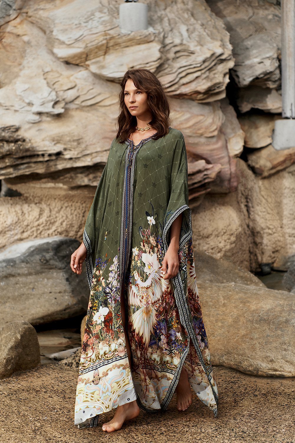 LONG LACE UP KAFTAN WITH EYELETS WATCHFUL WINGS
