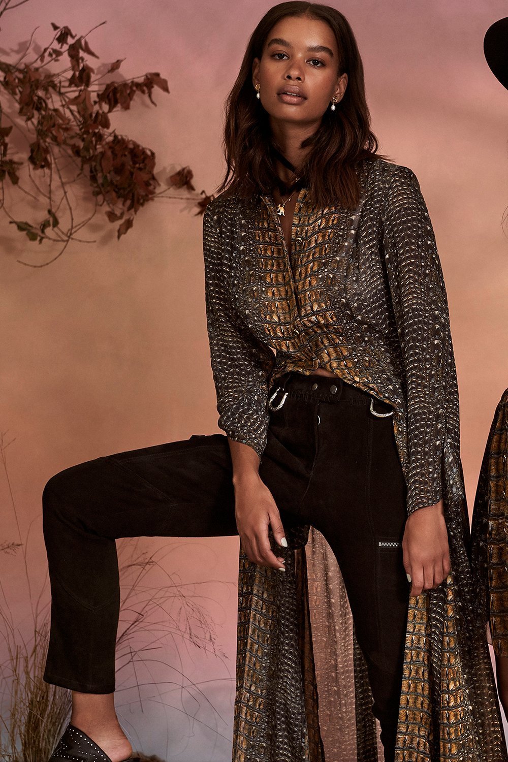 PRINTED TRENCH CROCODILE ROCK