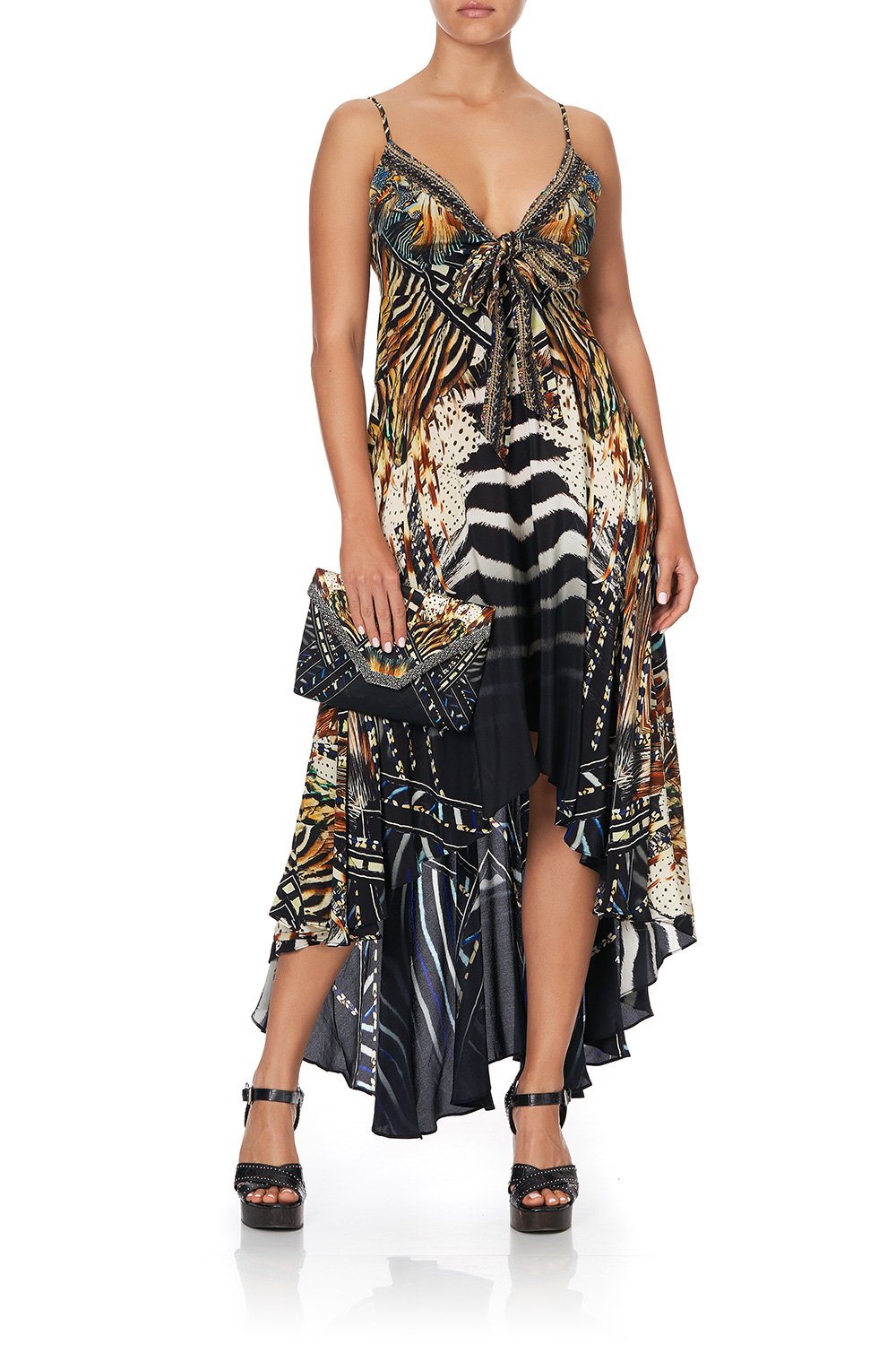 TIE DETAIL HIGH LOW DRESS LOST PARADISE