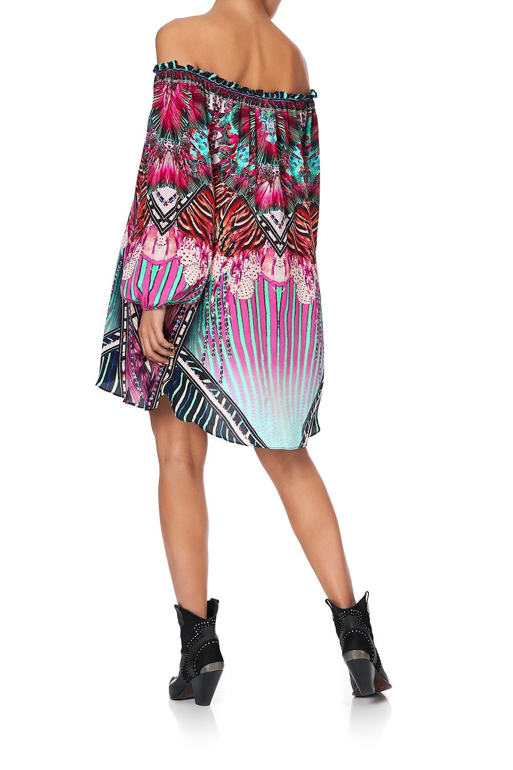 OFF SHOULDER MINI DRESS RAINBOW EYES