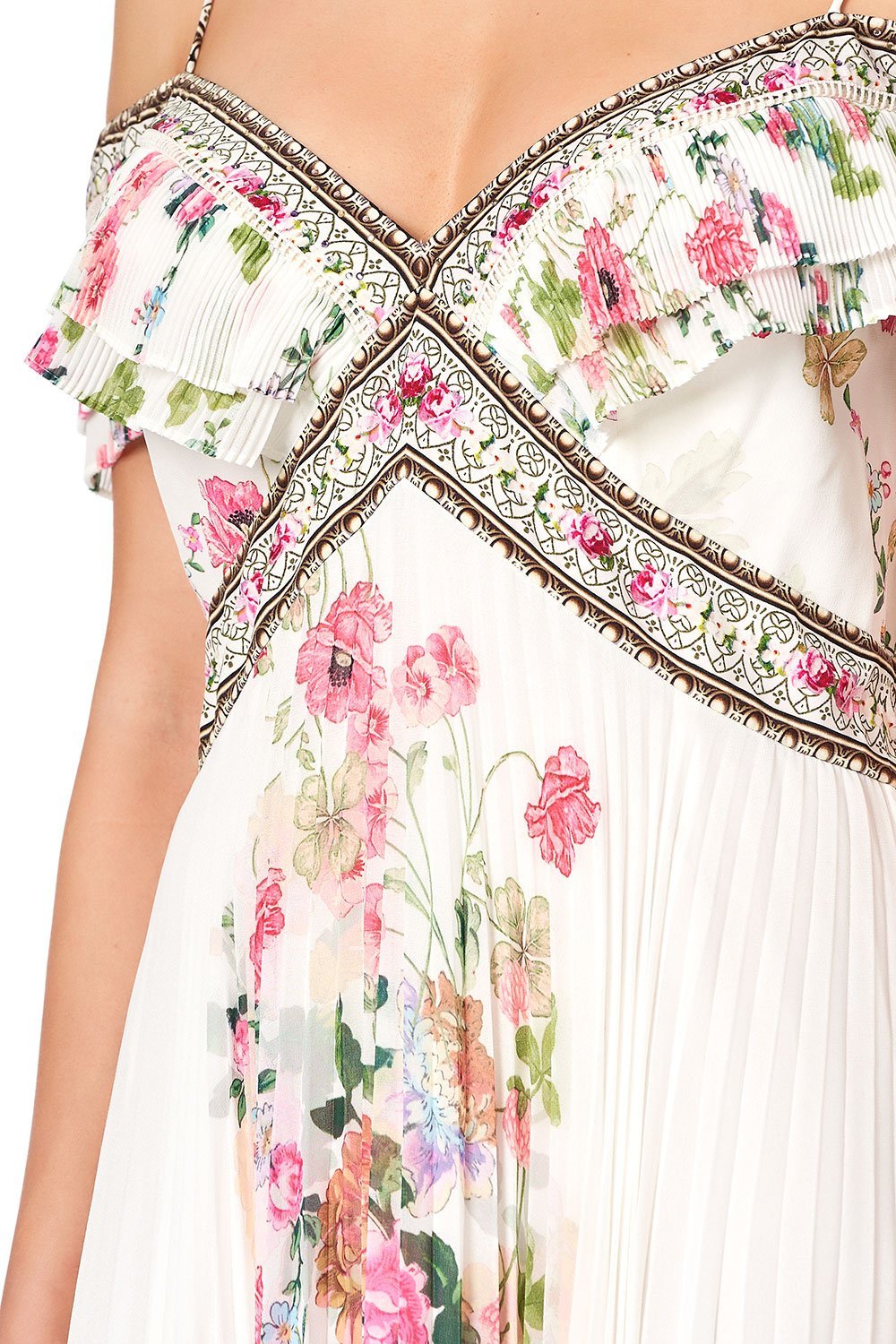 PLEATED DRESS WITH PLEAT SLEEVE JARDIN POSTCARDS