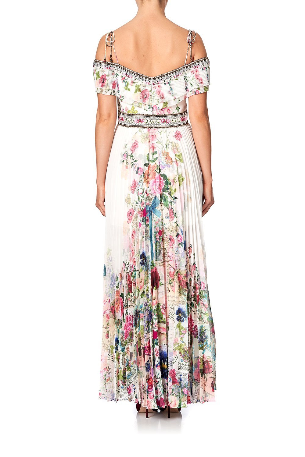 PLEATED DRESS WITH PLEAT SLEEVE JARDIN POSTCARDS