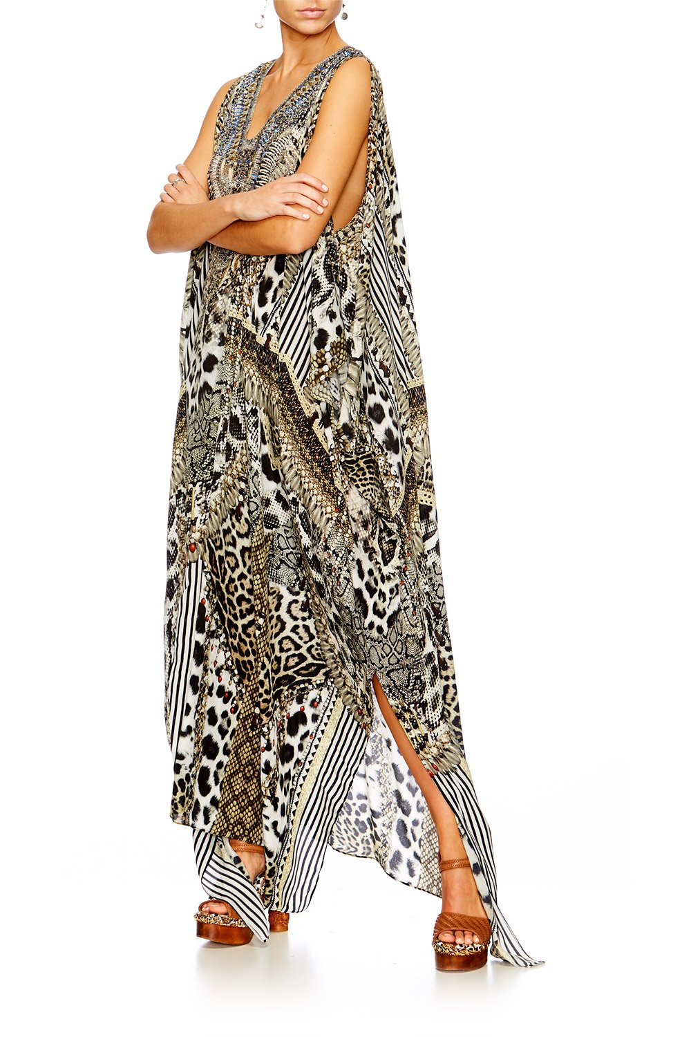 ANIMAL INSTINCT SLIT FRONT & SLEEVE KAFTAN
