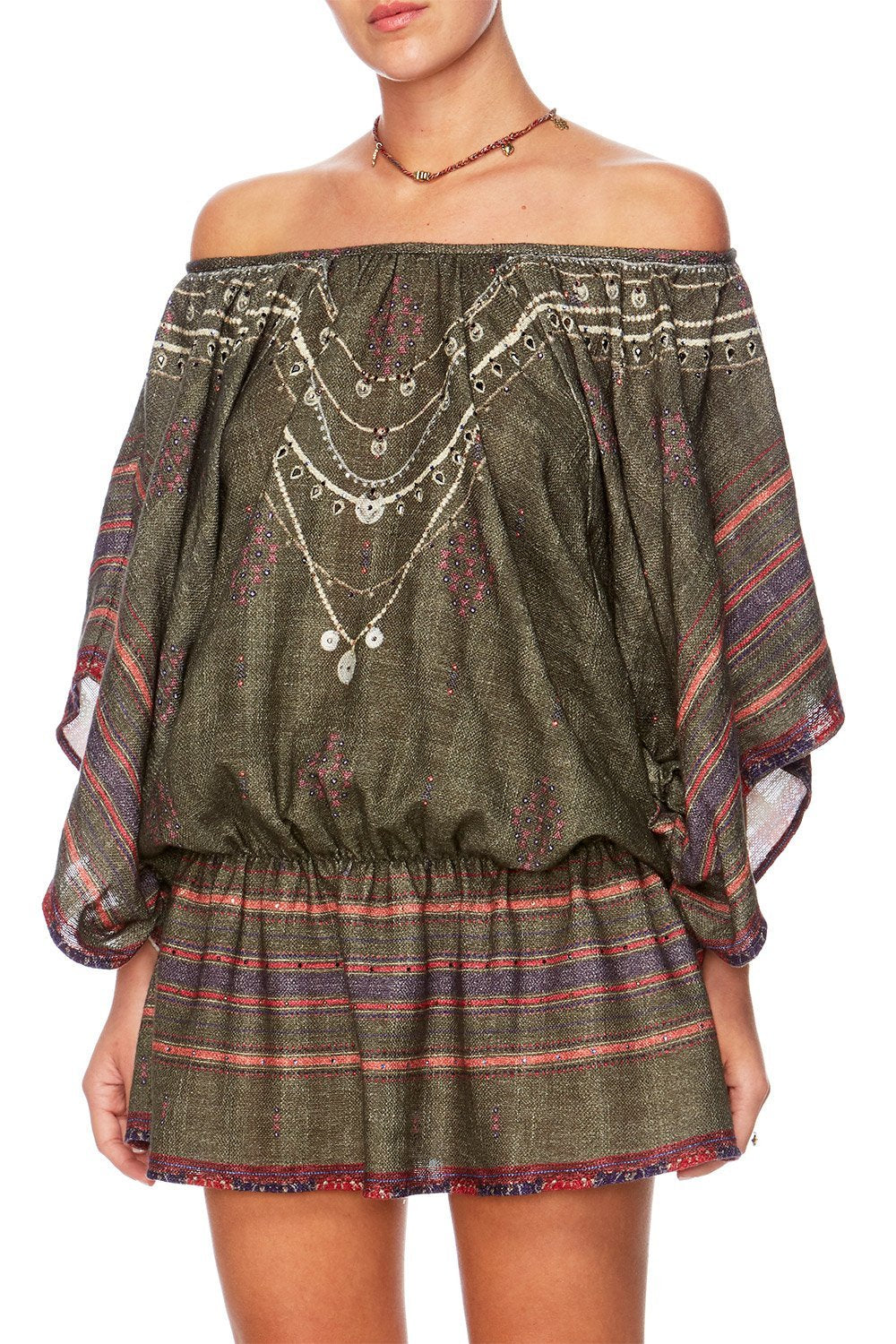 THE PATH ELASTICATED WAIST SHORT DRESS