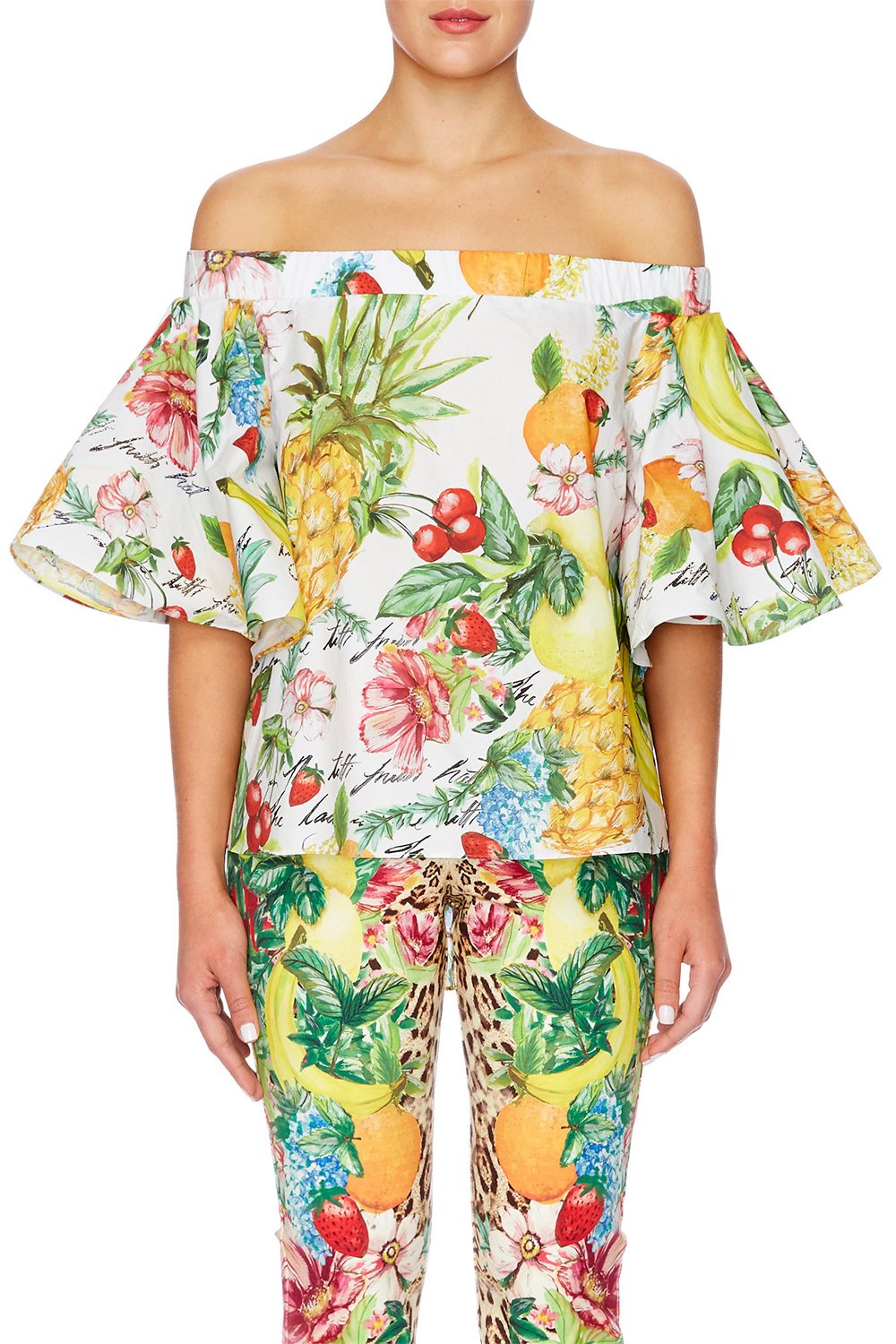 THERES NO PLACE LIKE RIO ELASTICATED FLOUNCE TOP