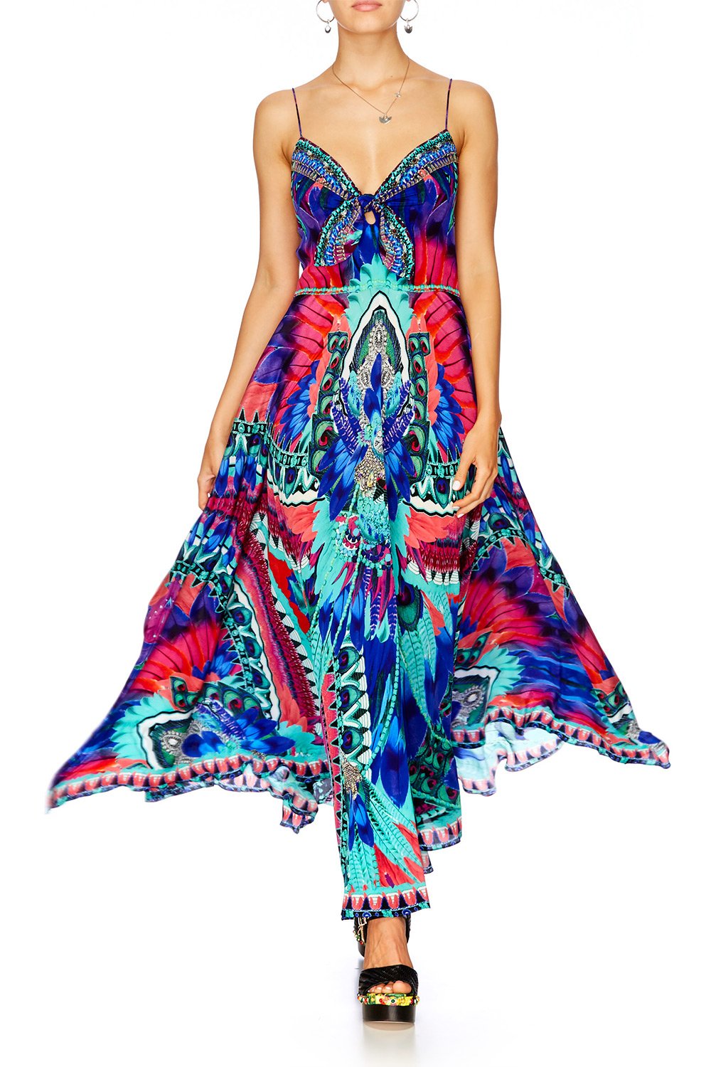 SKY FALL LONG DRESS WITH TIE FRONT