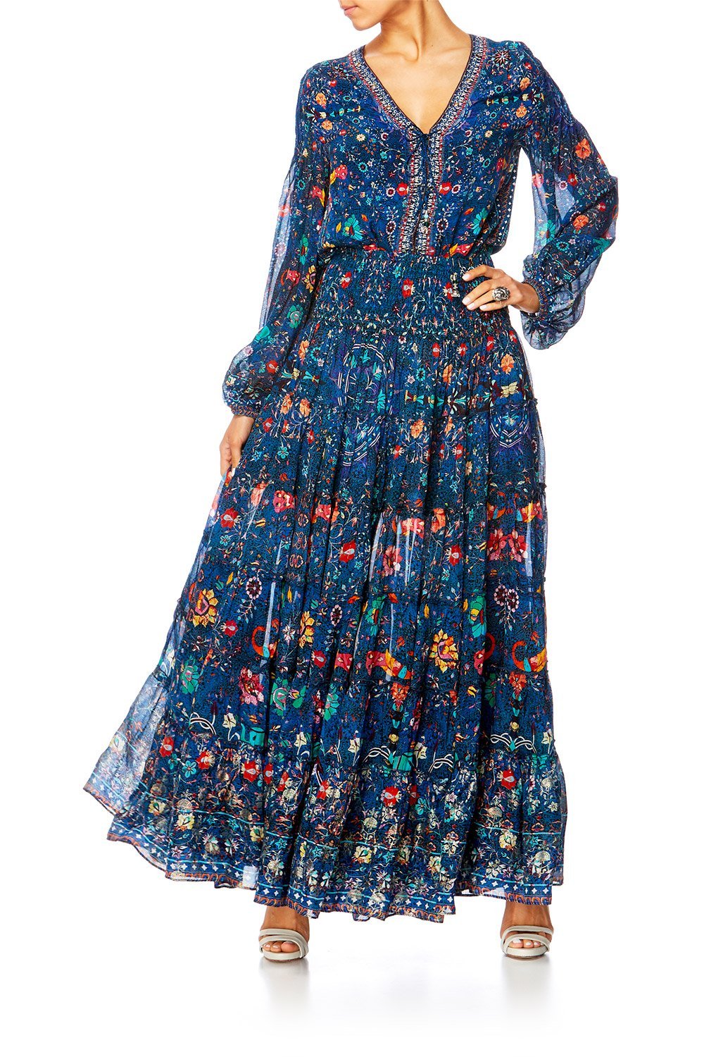 KINDNESS KALEIDOSCOPE PEASANT BLOUSE W FRONT LACING