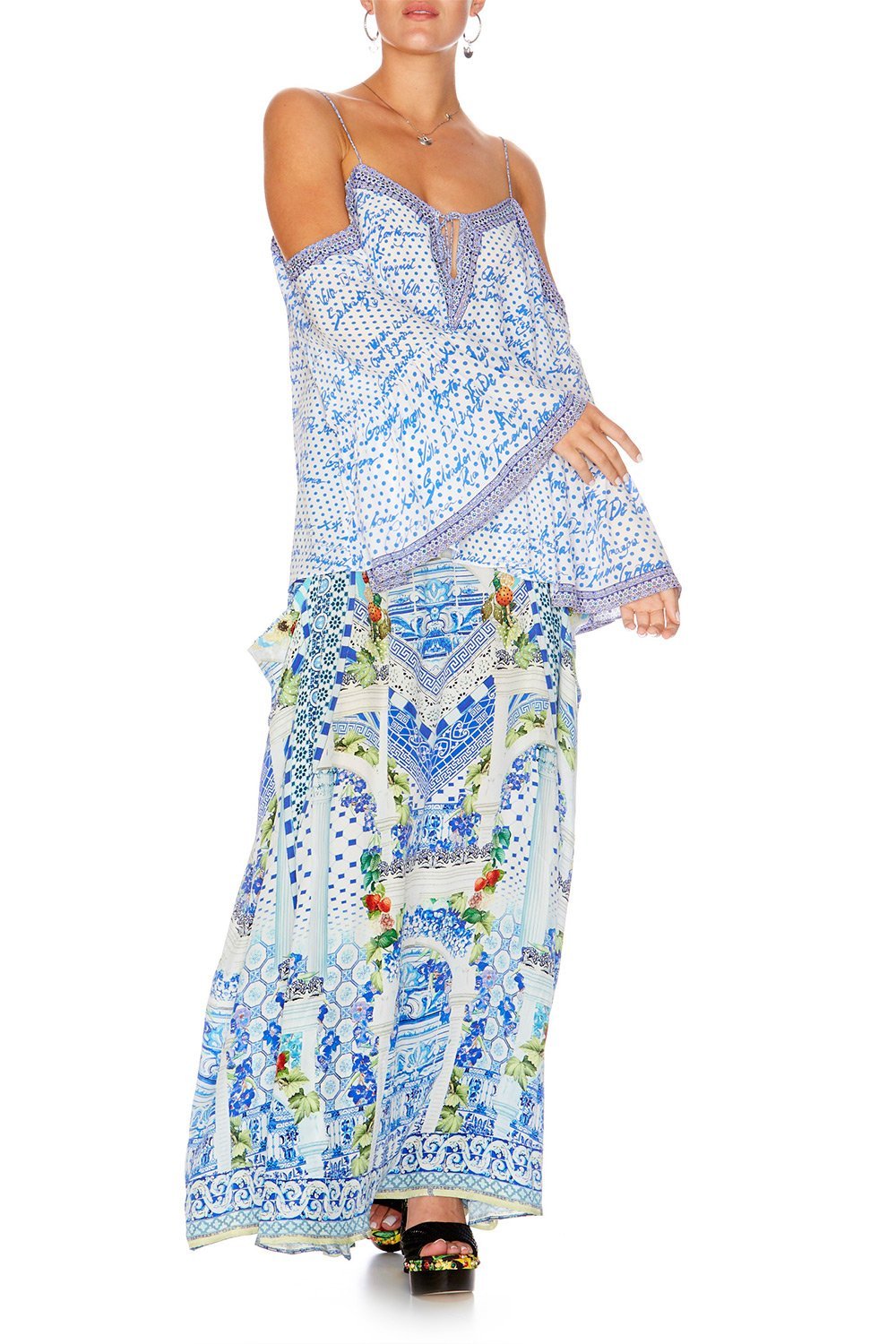 POLKA FACE DROP SHOULDER TOP