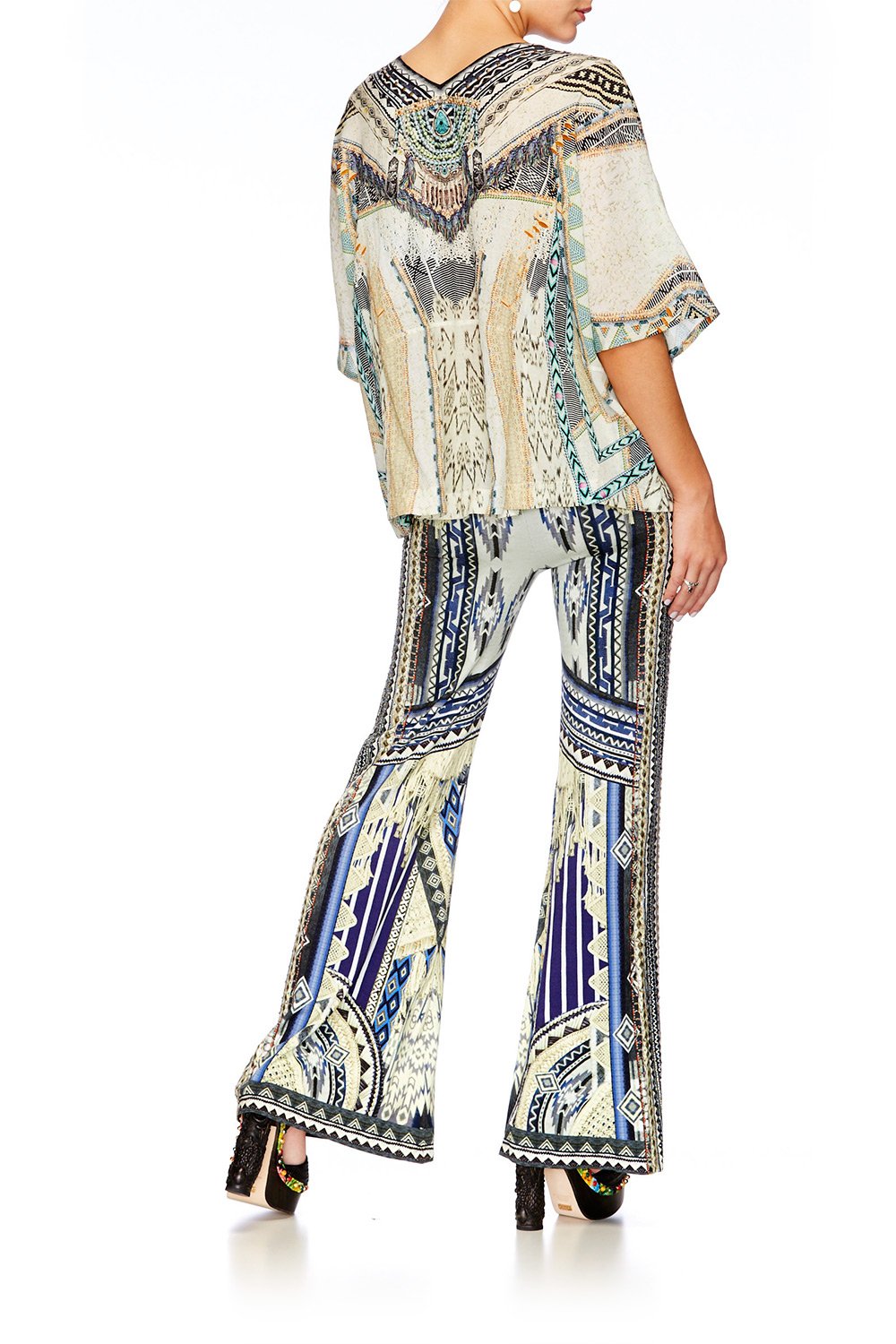 TIE THE KNOT STRETCH FLARED TROUSERS