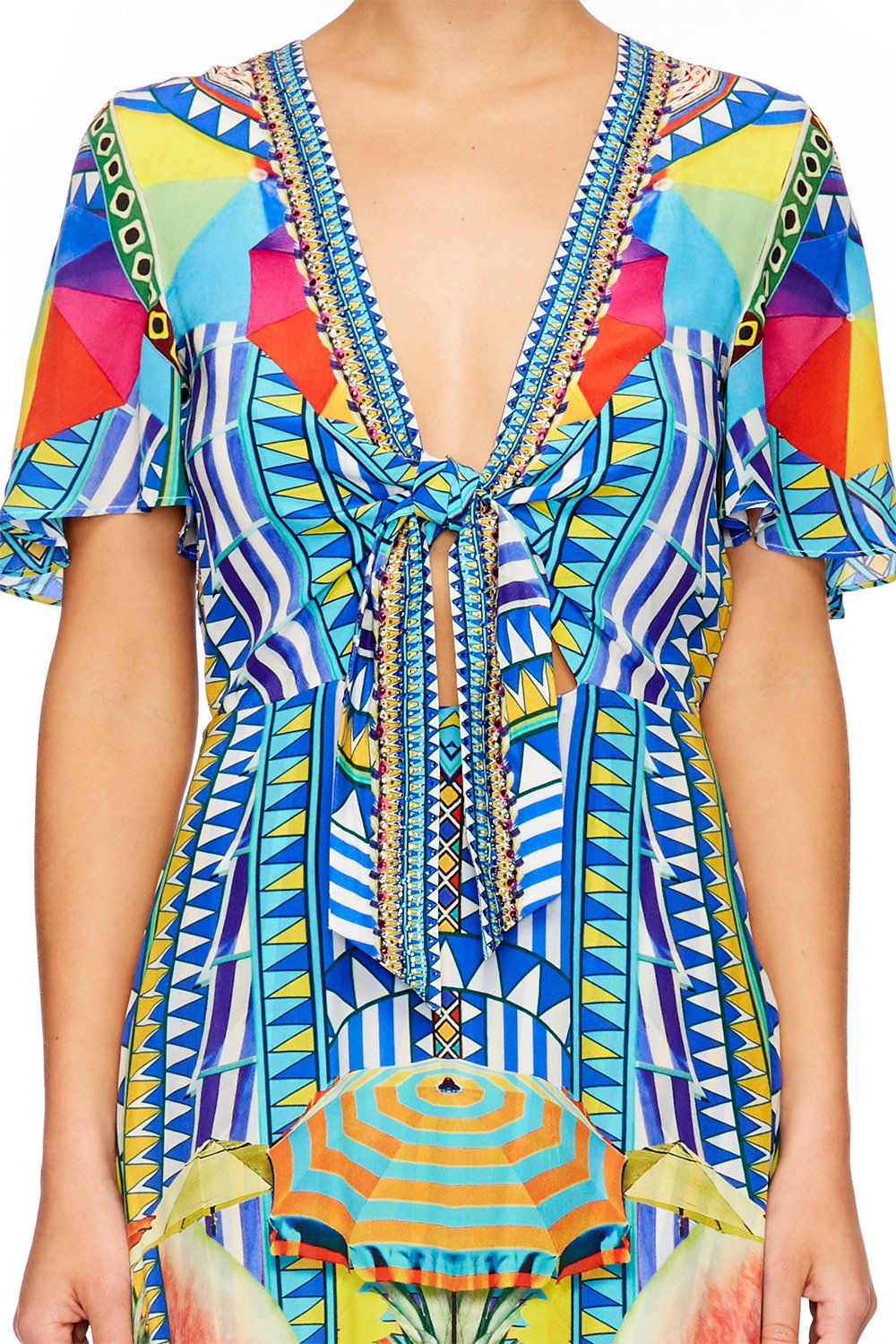 BOOK A SHADE TIE FRONT MAXI DRESS