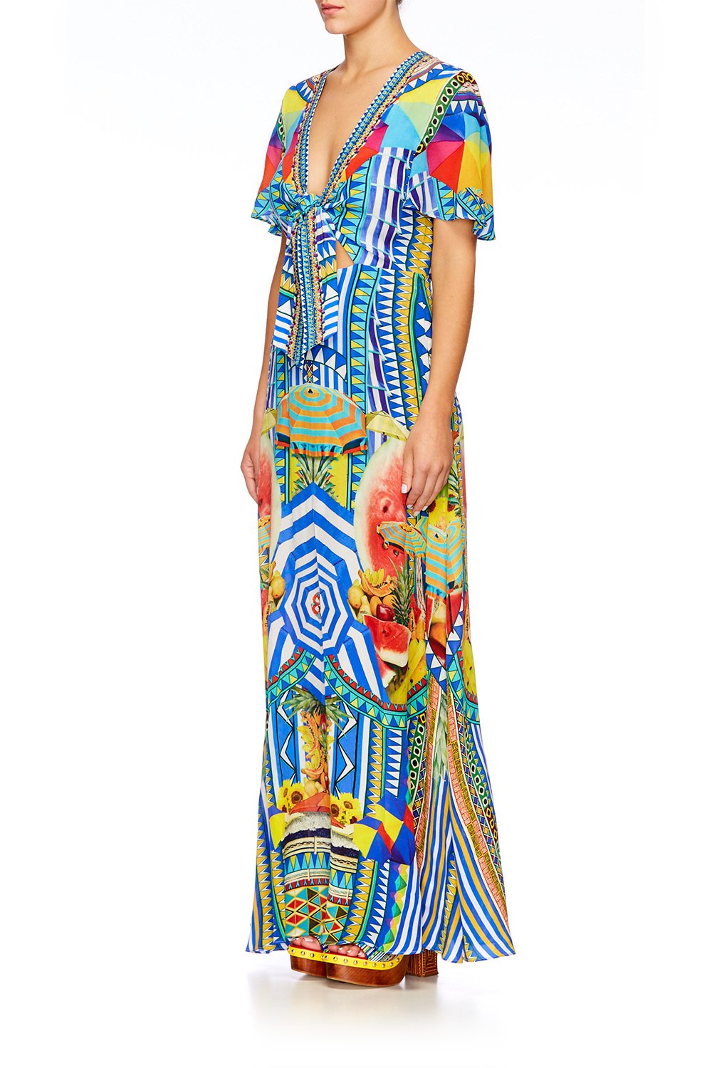BOOK A SHADE TIE FRONT MAXI DRESS