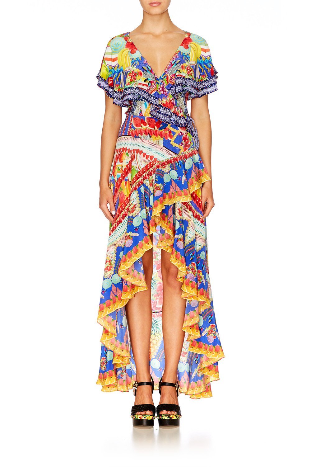 RIO RIOT FRILL SLEEVE LONG DRESS