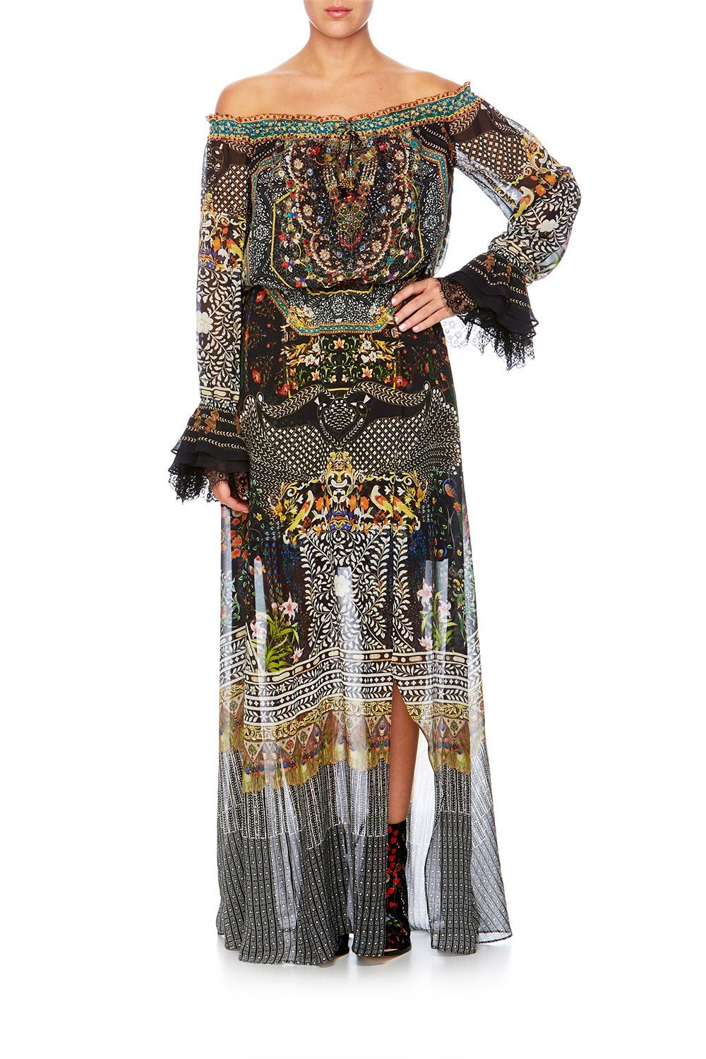 BEHIND CLOSED DOORS DROP SHOULDER SPLIT DRESS