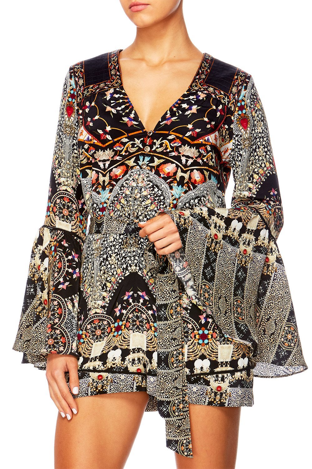 CHAMBER OF REFLECTIONS BUTTON FRONT PLAYSUIT