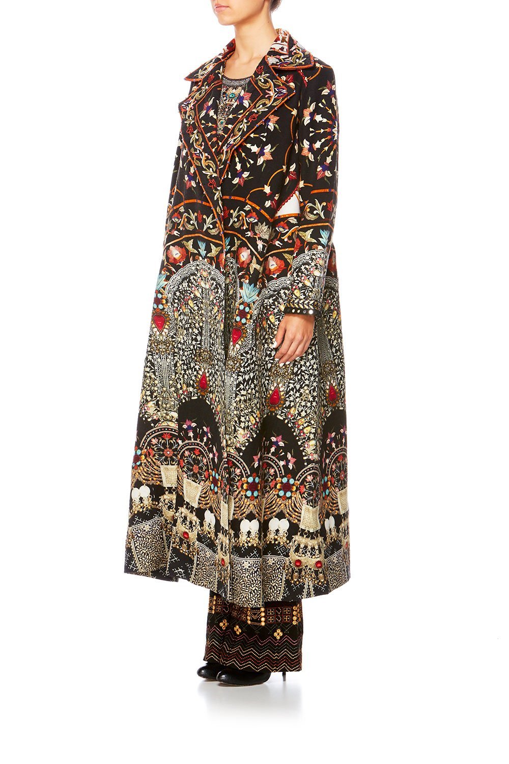 CHAMBER OF REFLECTIONS LONG OPEN COAT W WIDE COLLAR