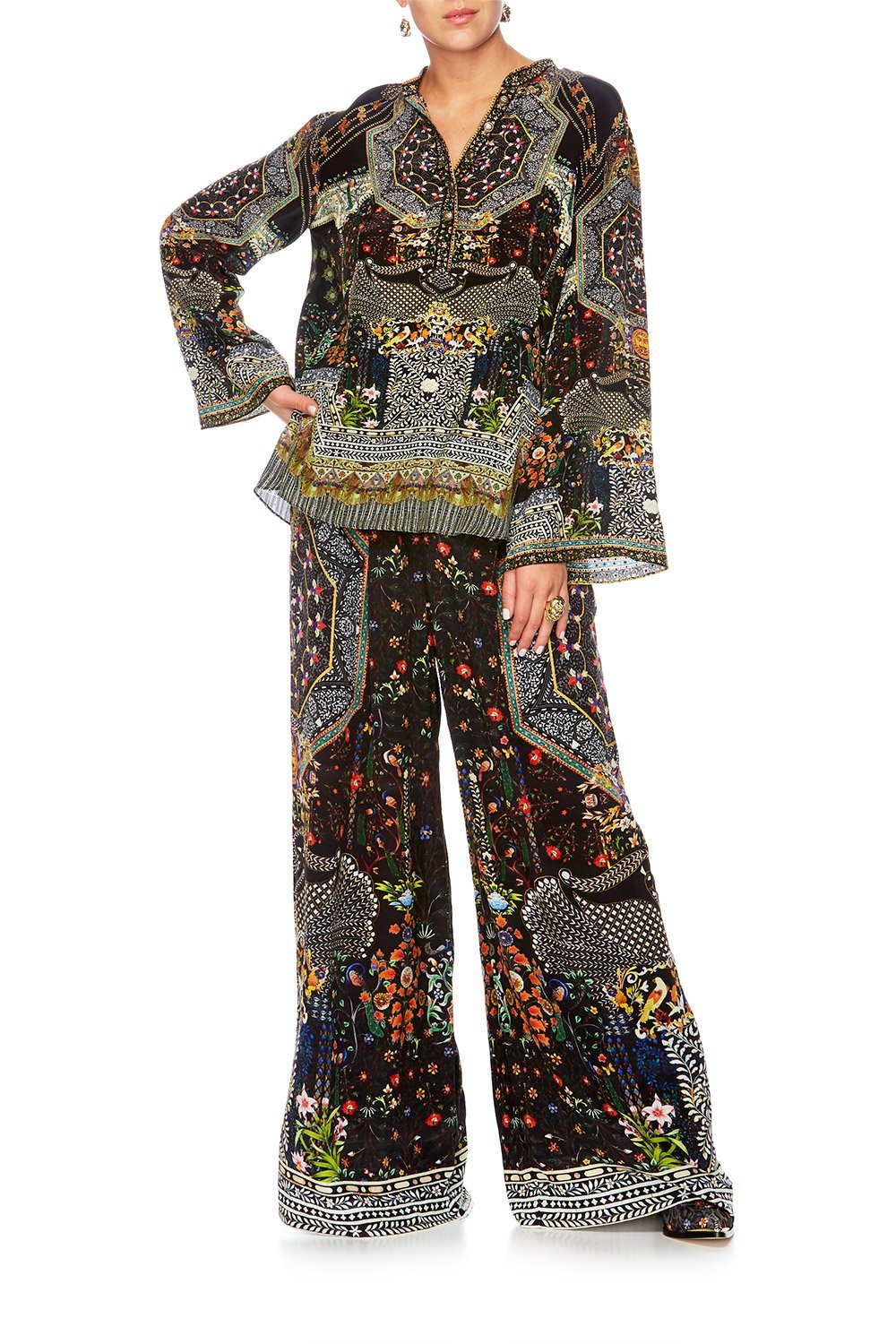 BEHIND CLOSED DOORS WIDE SLEEVE BUTTON UP BLOUSE