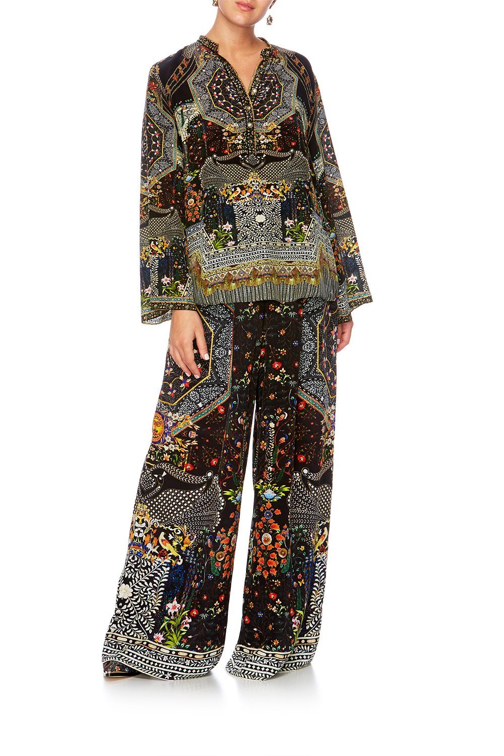 BEHIND CLOSED DOORS WIDE SLEEVE BUTTON UP BLOUSE