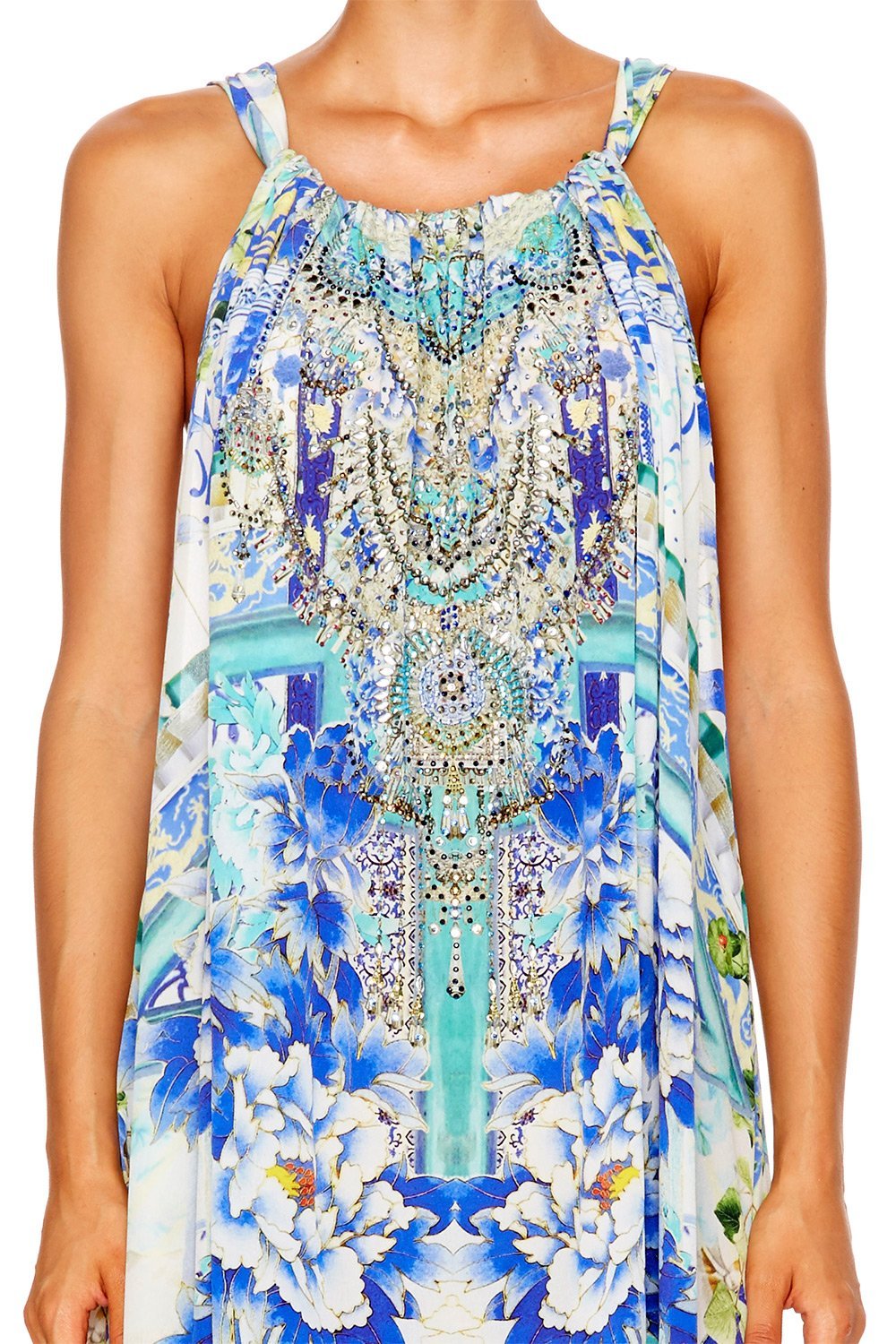 PORCELAIN PARADISE DRAWSTRING DRESS