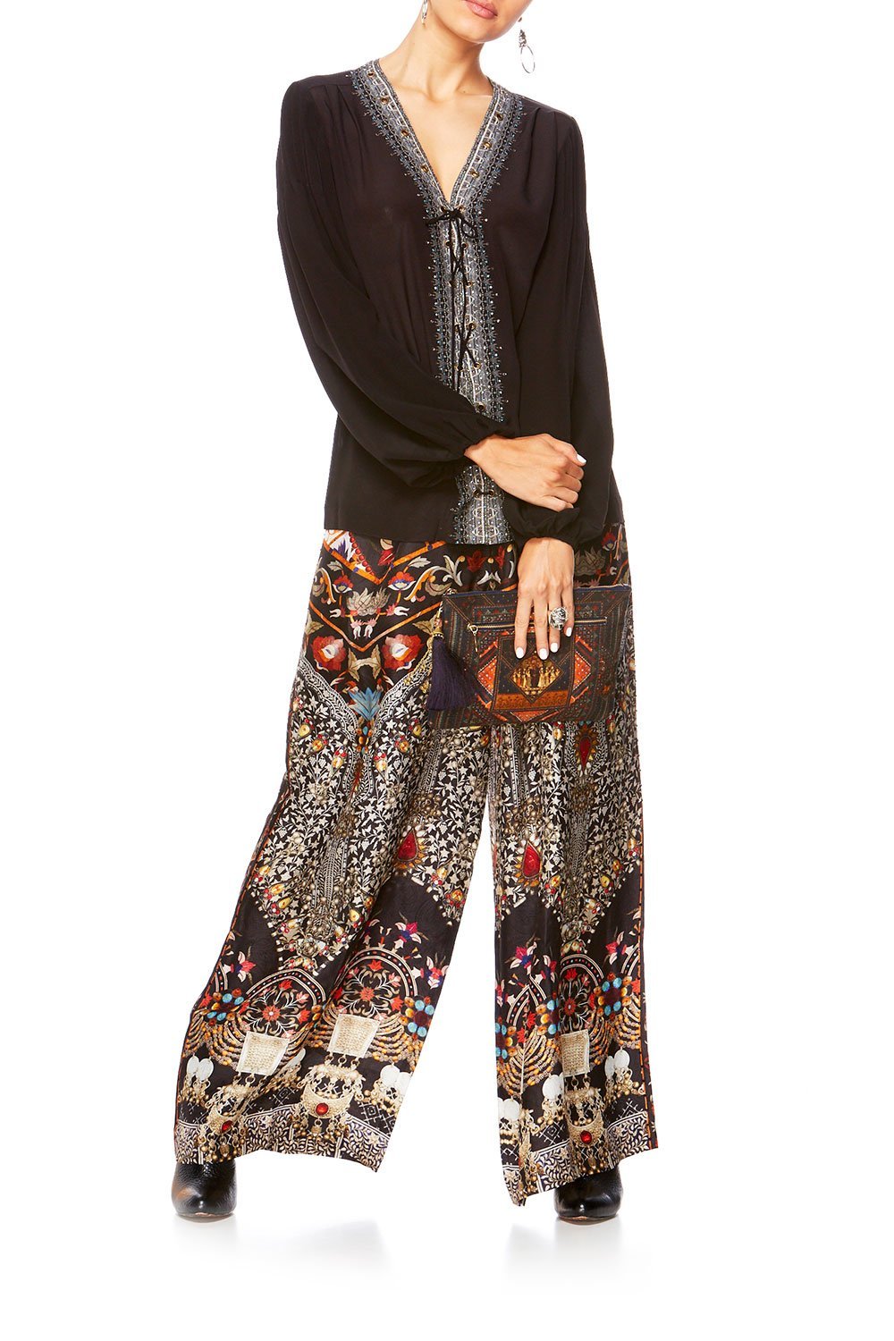 CAMILLA CHAMBER OF REFLECTIONS PEASANT BLOUSE W FRONT LACING