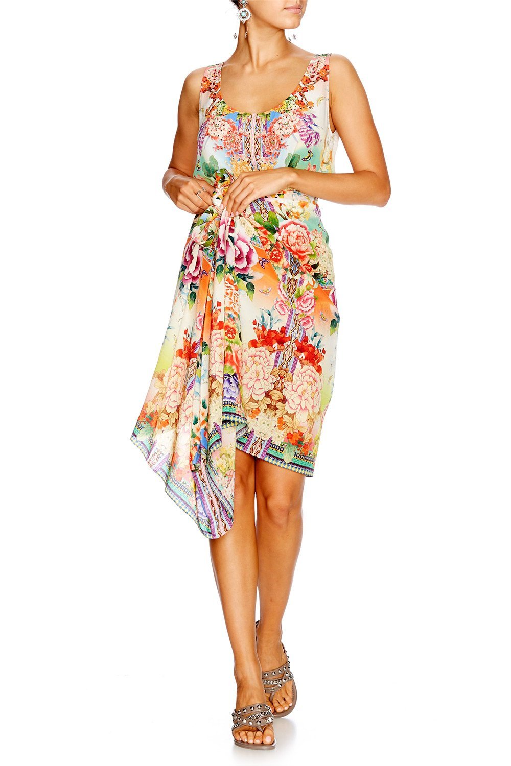 FLOWER HOUR SHORT ROUND NECK KAFTAN