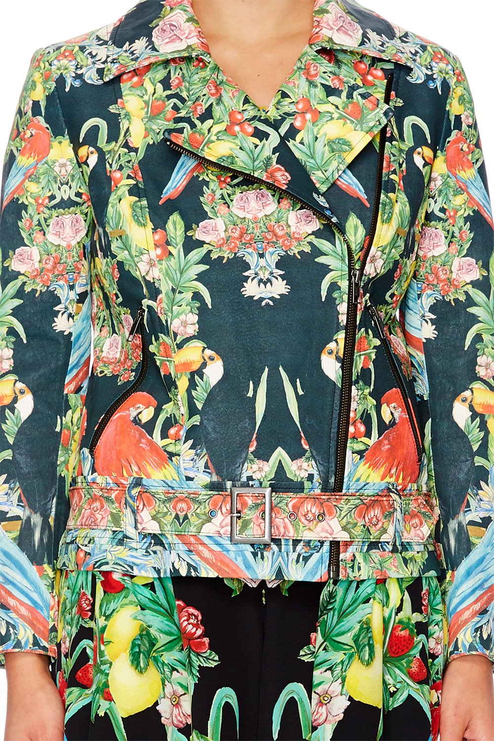 TOUCAN PLAY LEATHER JACKET WITH BELT