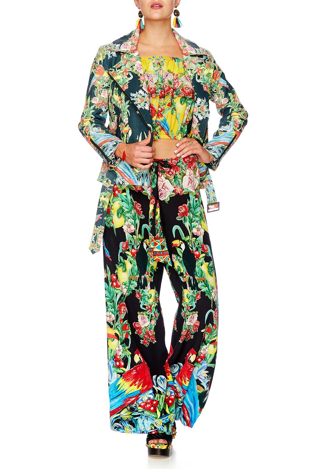 TOUCAN PLAY LEATHER JACKET WITH BELT