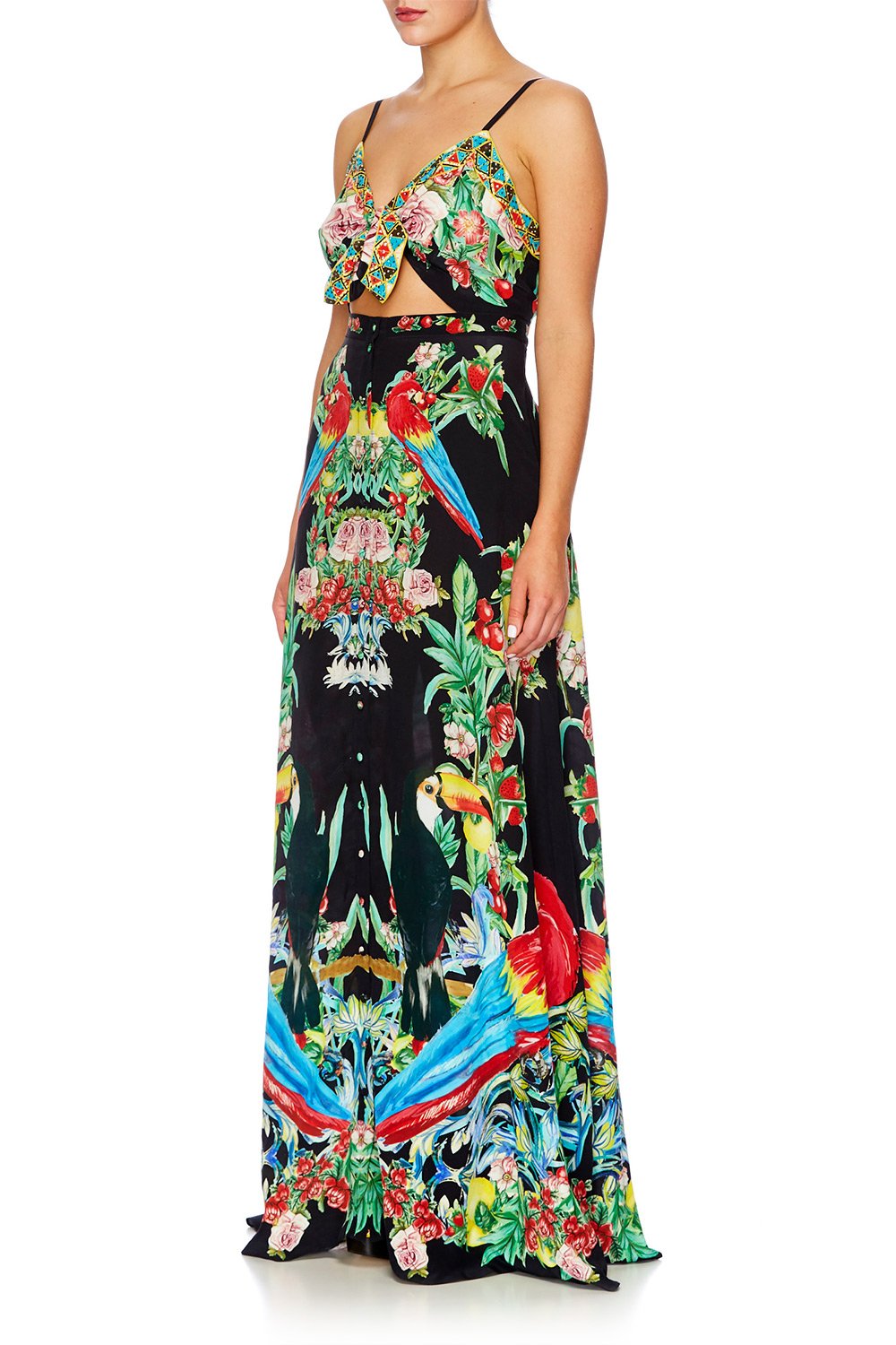 TOUCAN PLAY TIE FRONT CUT OUT MAXI DRESS