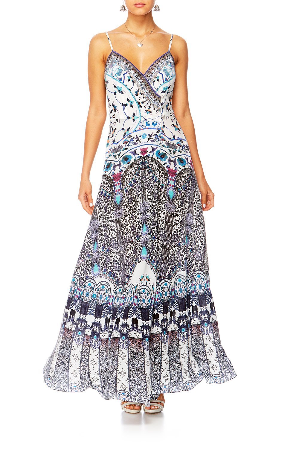 IN THE CONSTELLATIONS CROSS OVERLAY HALTER DRESS