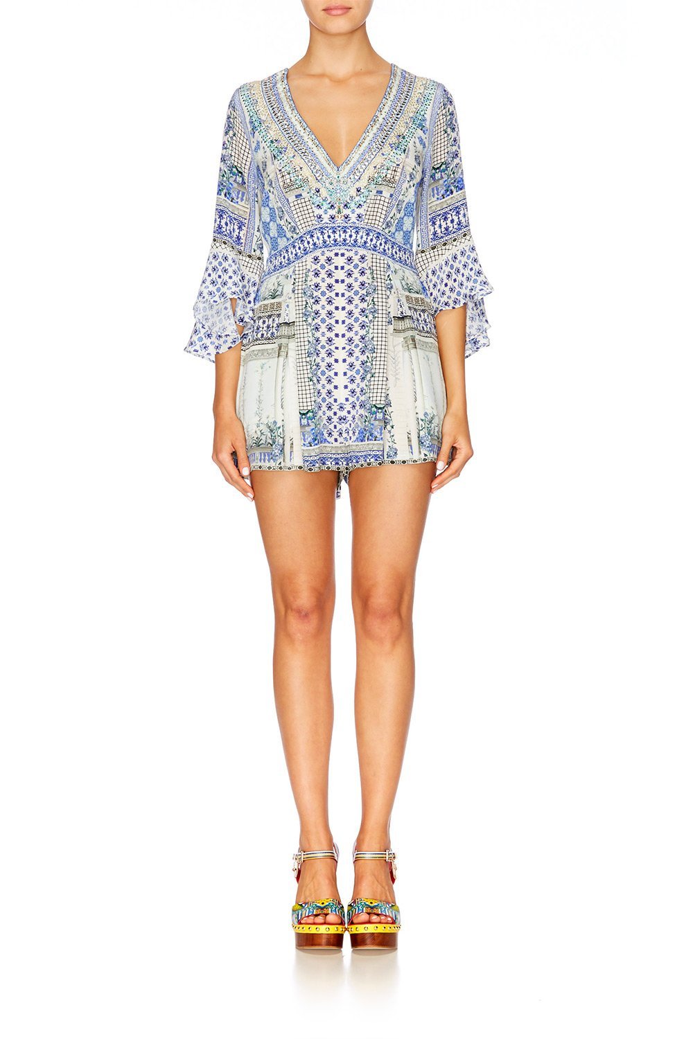 SALVADOR SUMMER LOW V NECK PLAYSUIT