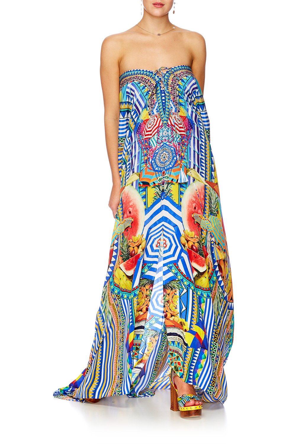 BOOK A SHADE SPLIT HEM LACE UP KAFTAN