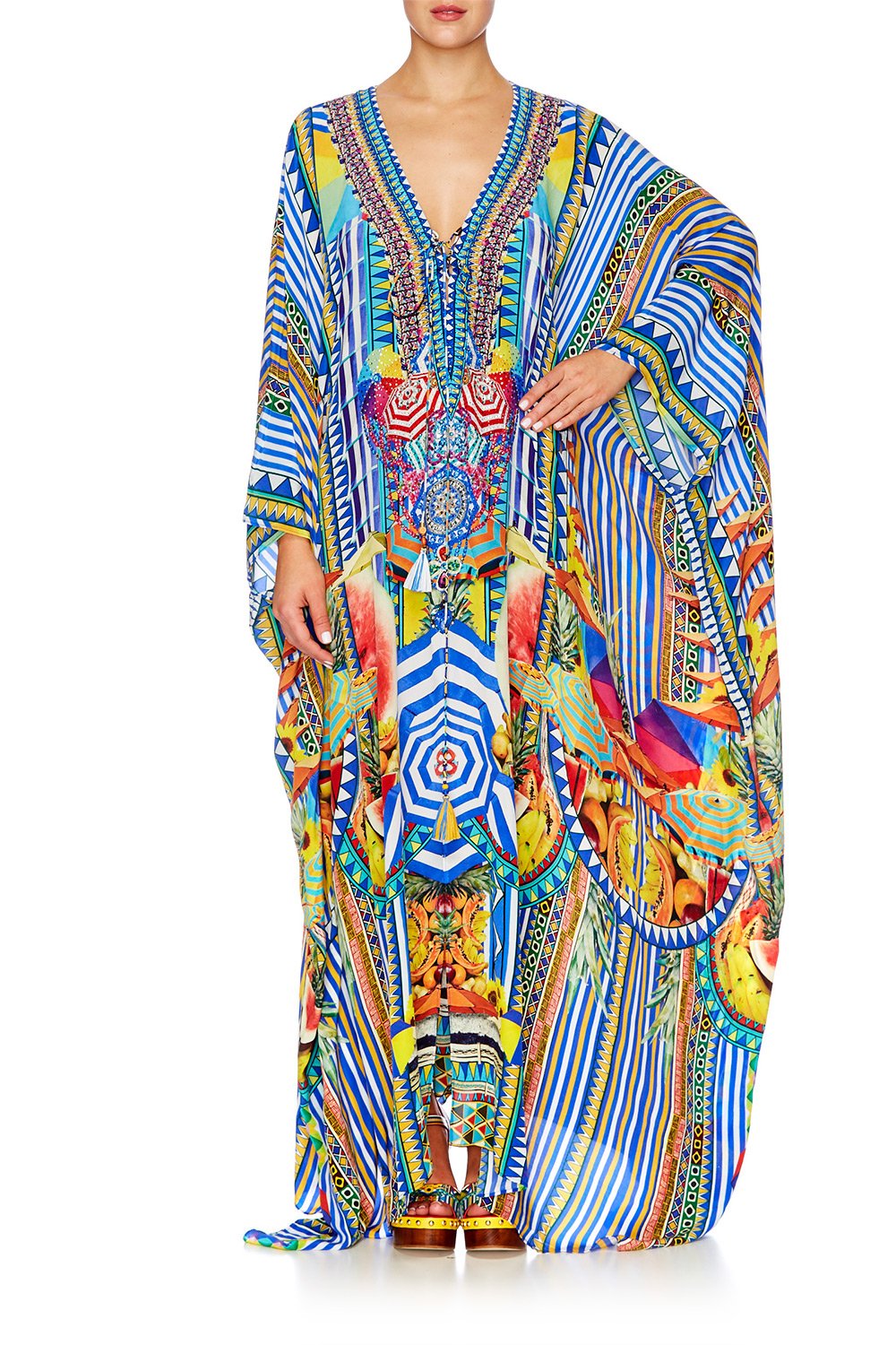 BOOK A SHADE SPLIT HEM LACE UP KAFTAN